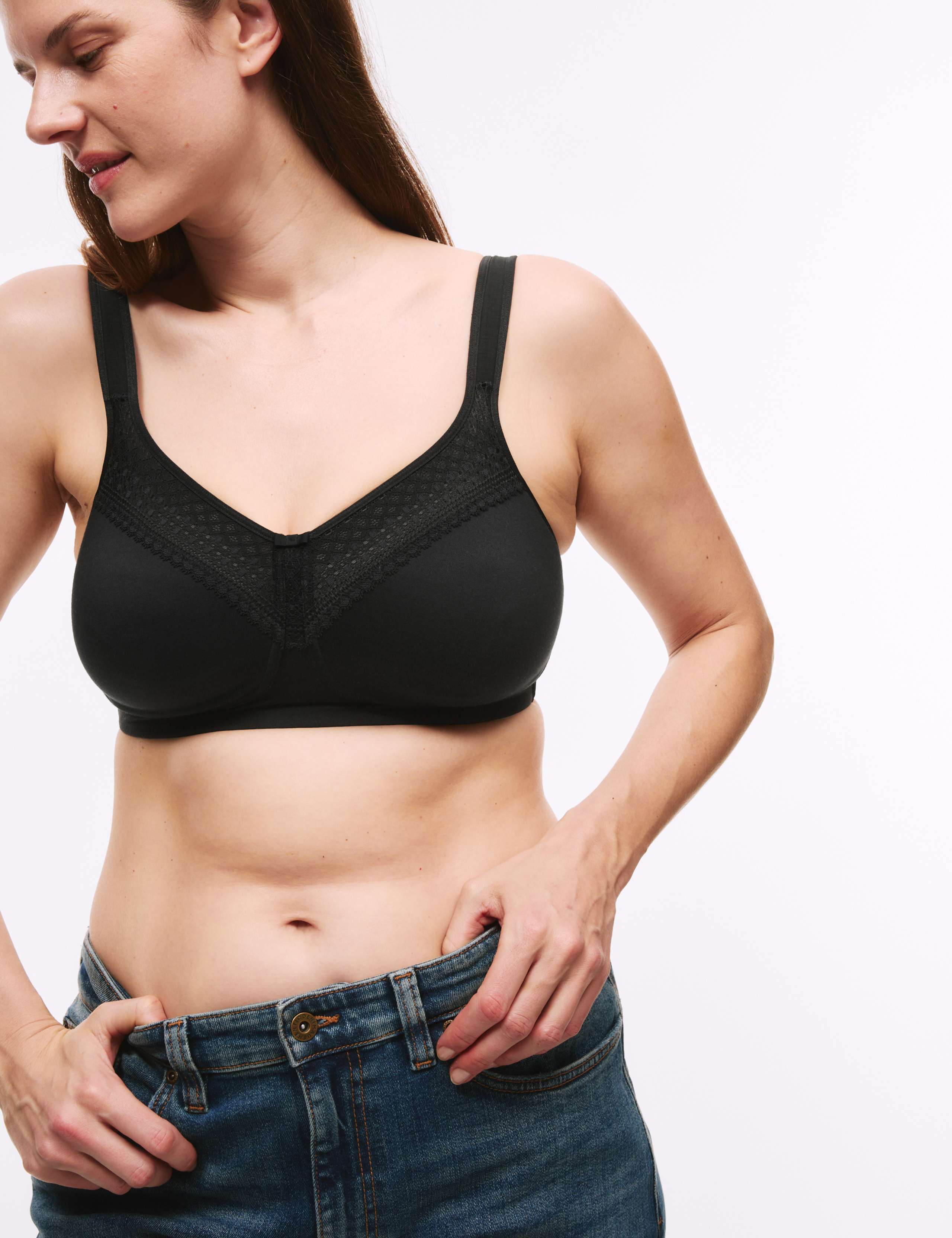 Cotton Blend & Lace Non Wired Total Support Bra B-H 4 of 8