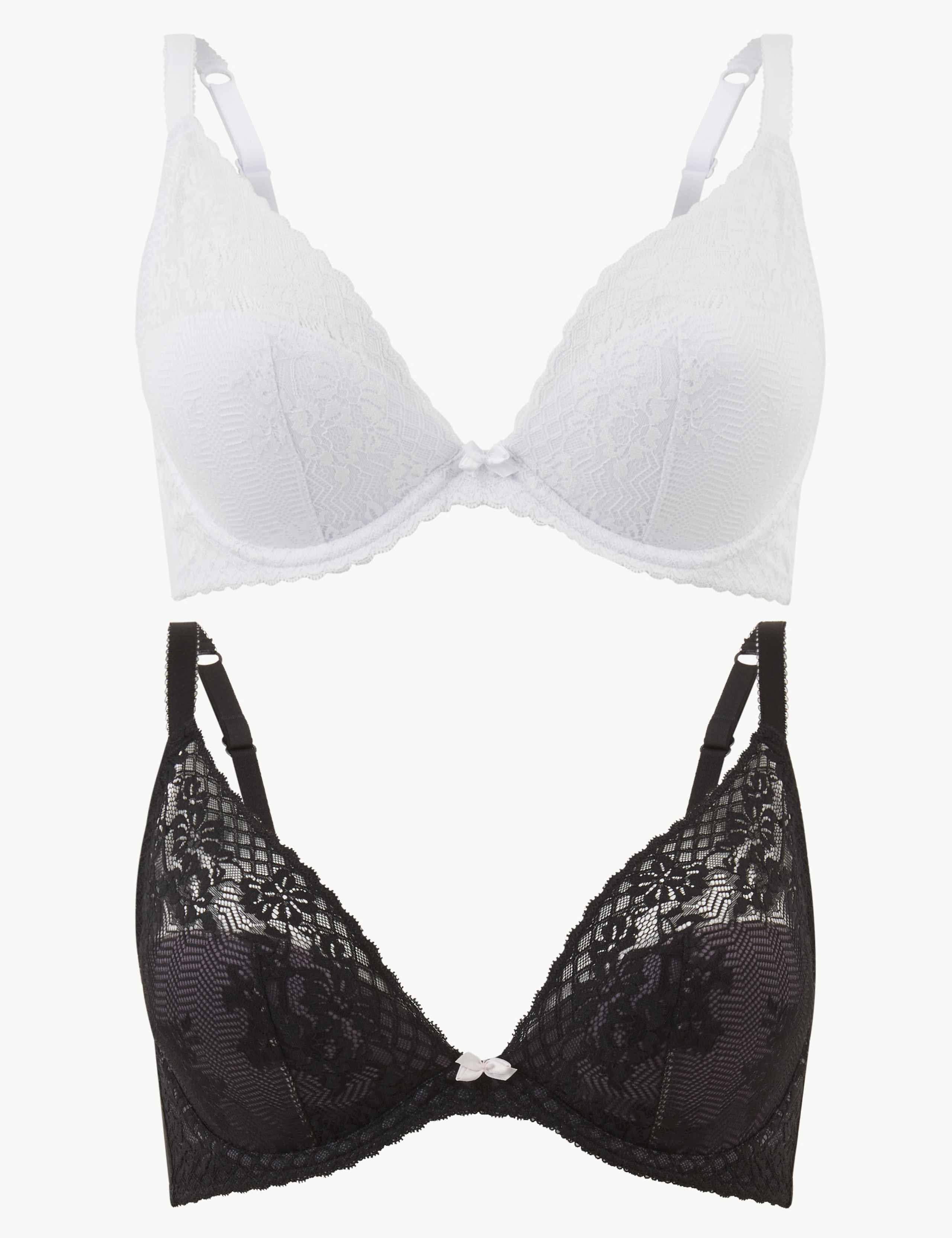 2 Pack Padded Plunge Bras A-DD 1 of 5