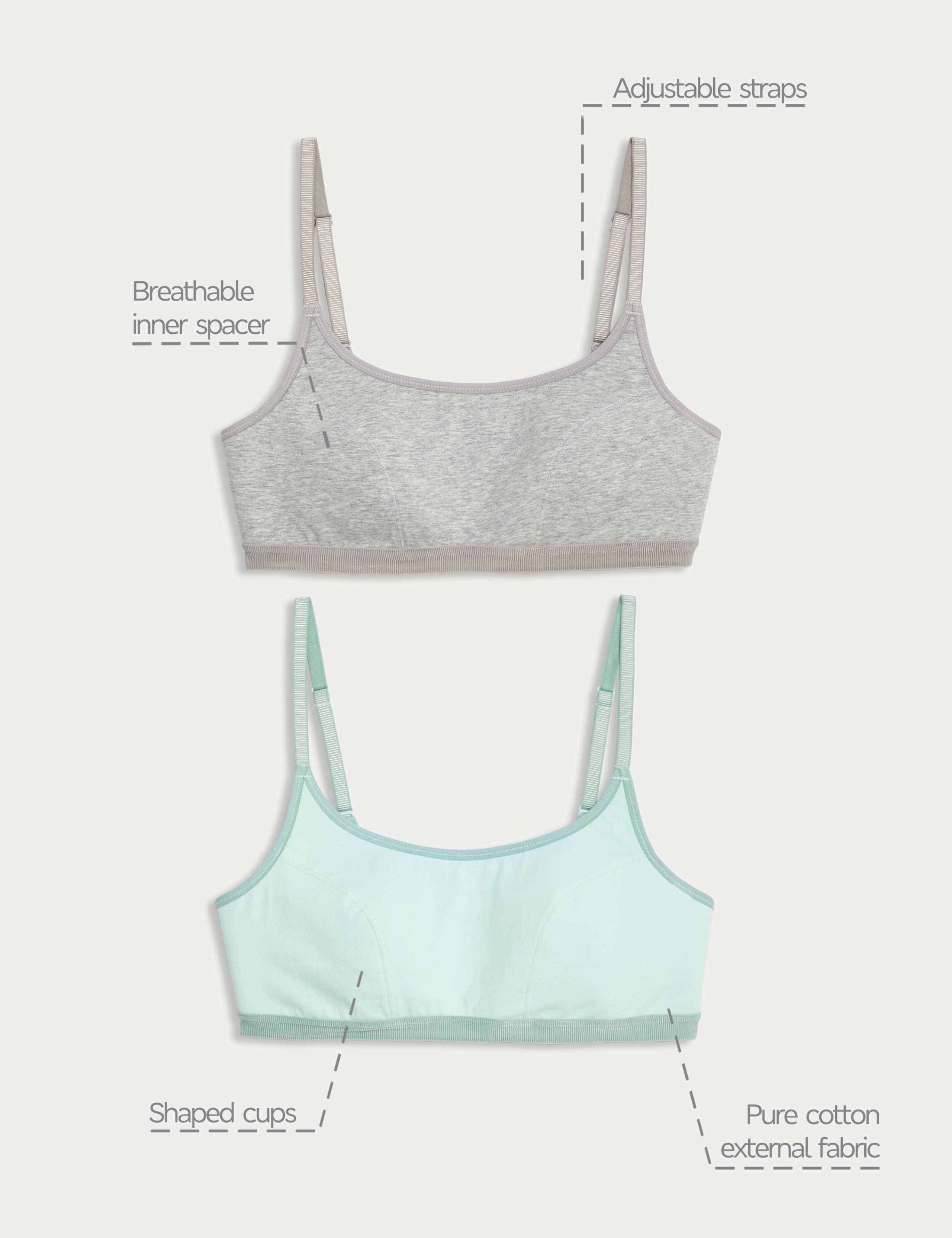 2pk Non Wired Crop Top First Bras 4 of 4