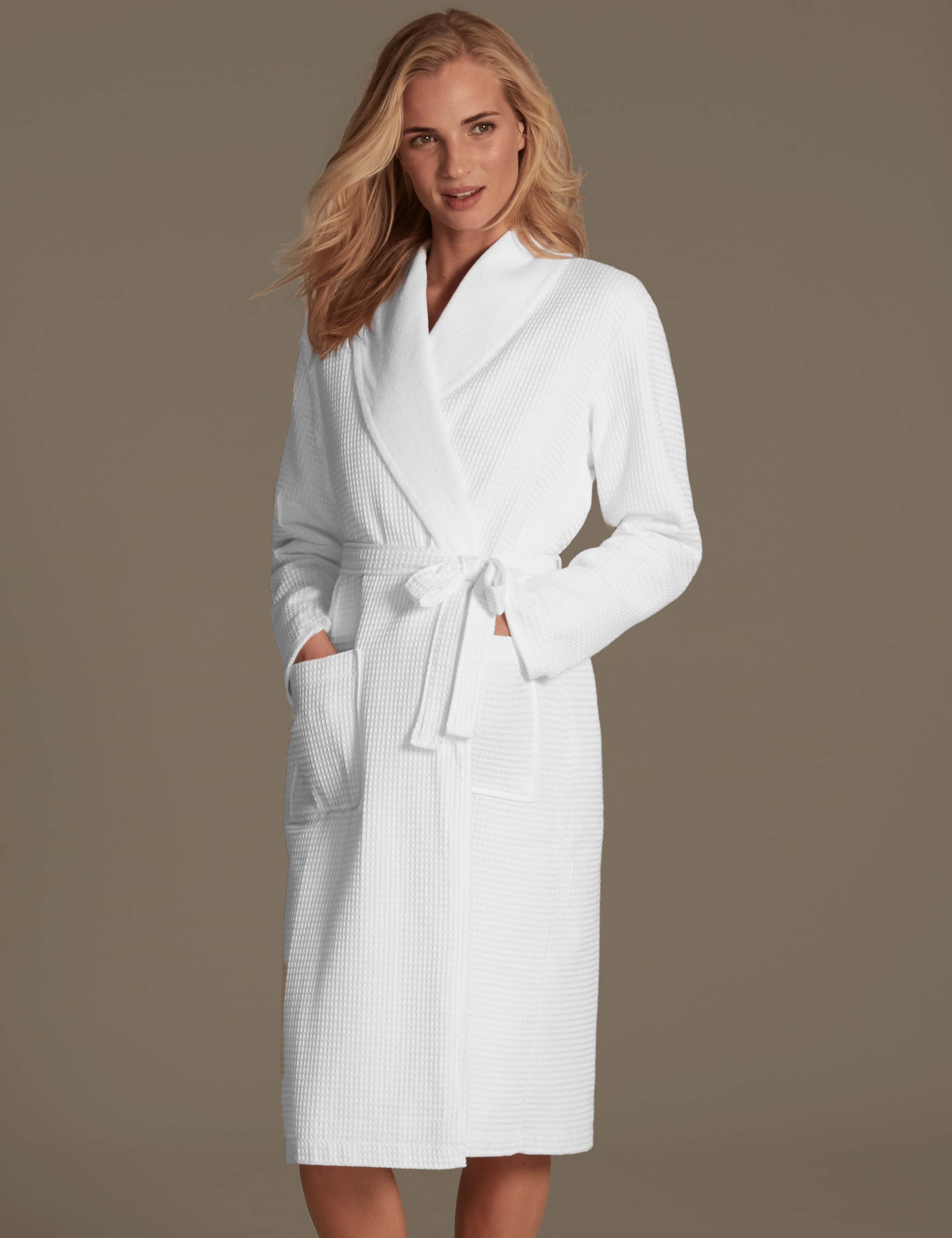 Pure Cotton Waffle Dressing Gown 1 of 4
