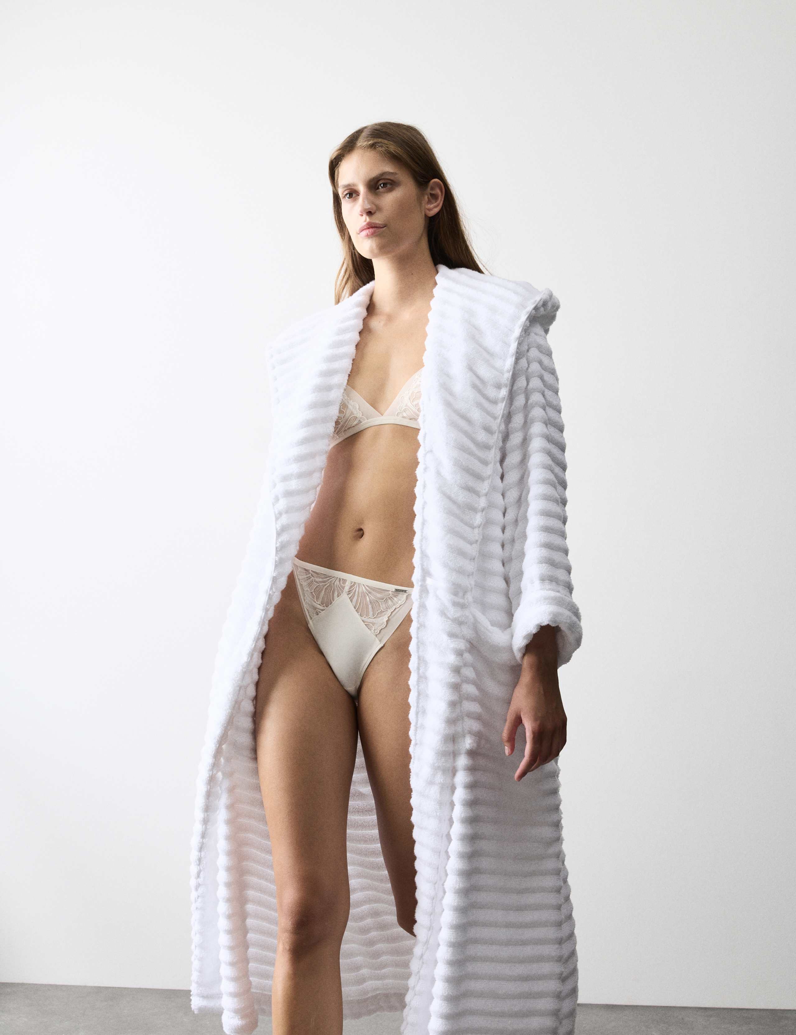 Pure Cotton Towelling Ribbed Dressing Gown 3 of 6