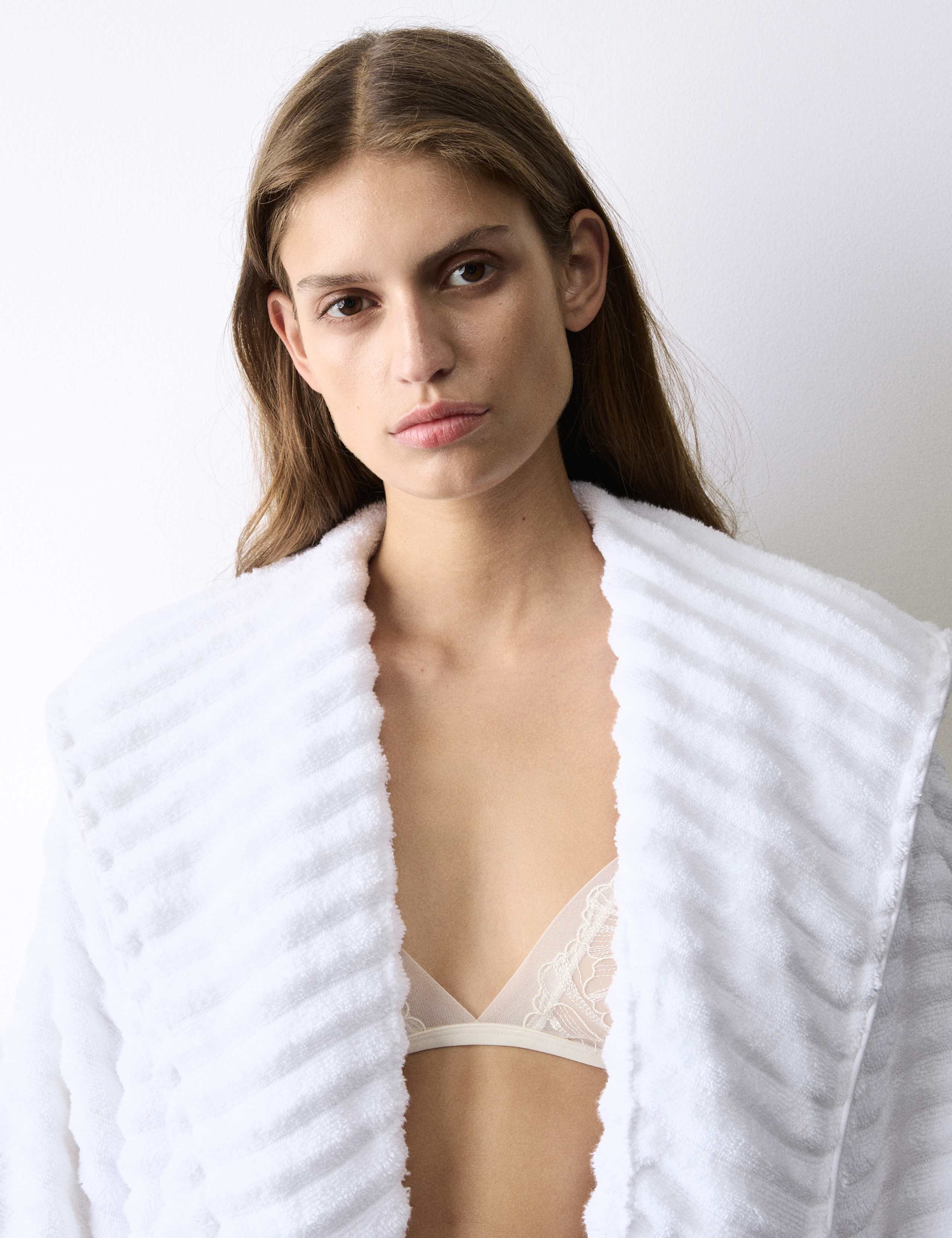 Pure Cotton Towelling Ribbed Dressing Gown 4 of 6