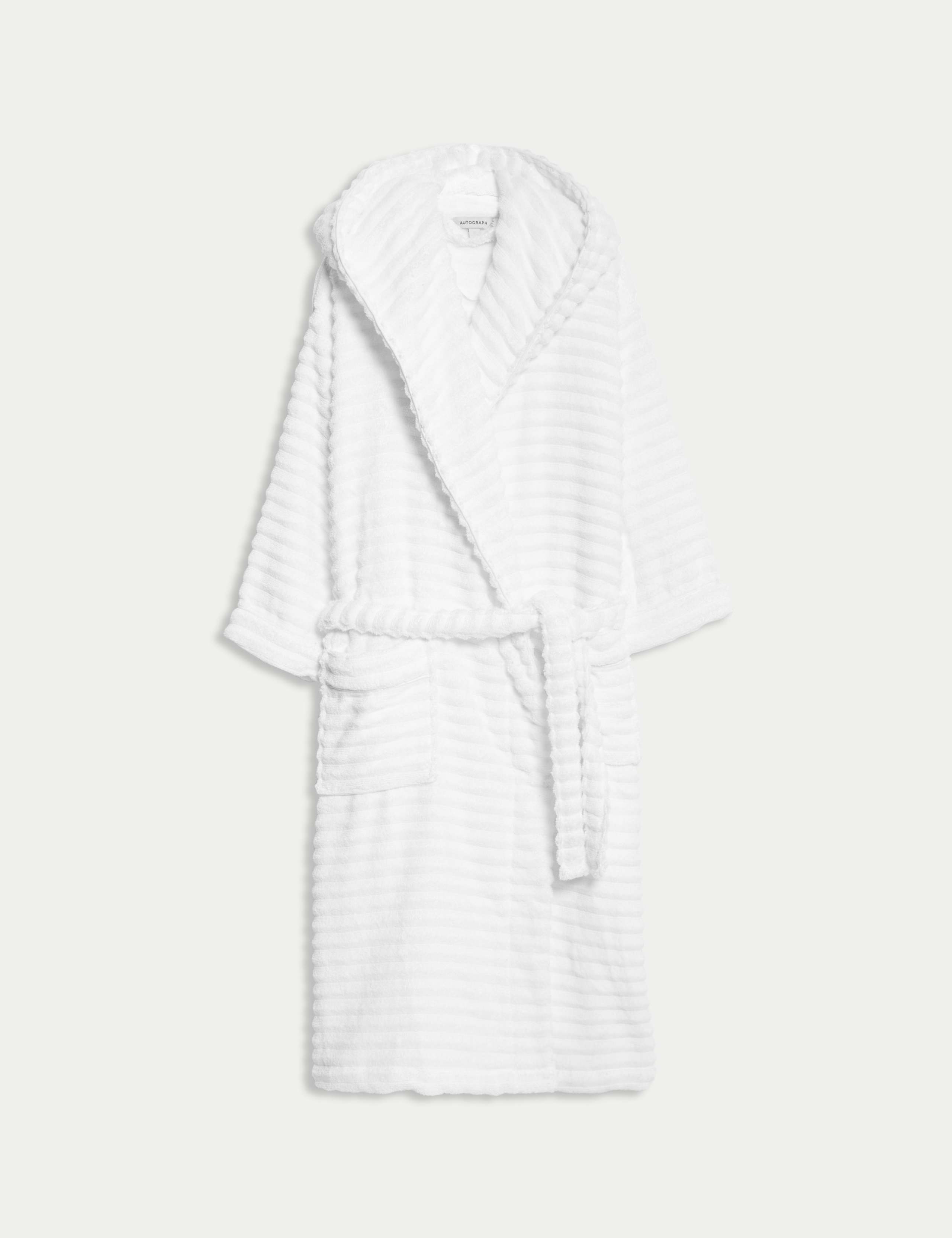 Pure Cotton Towelling Ribbed Dressing Gown 2 of 6