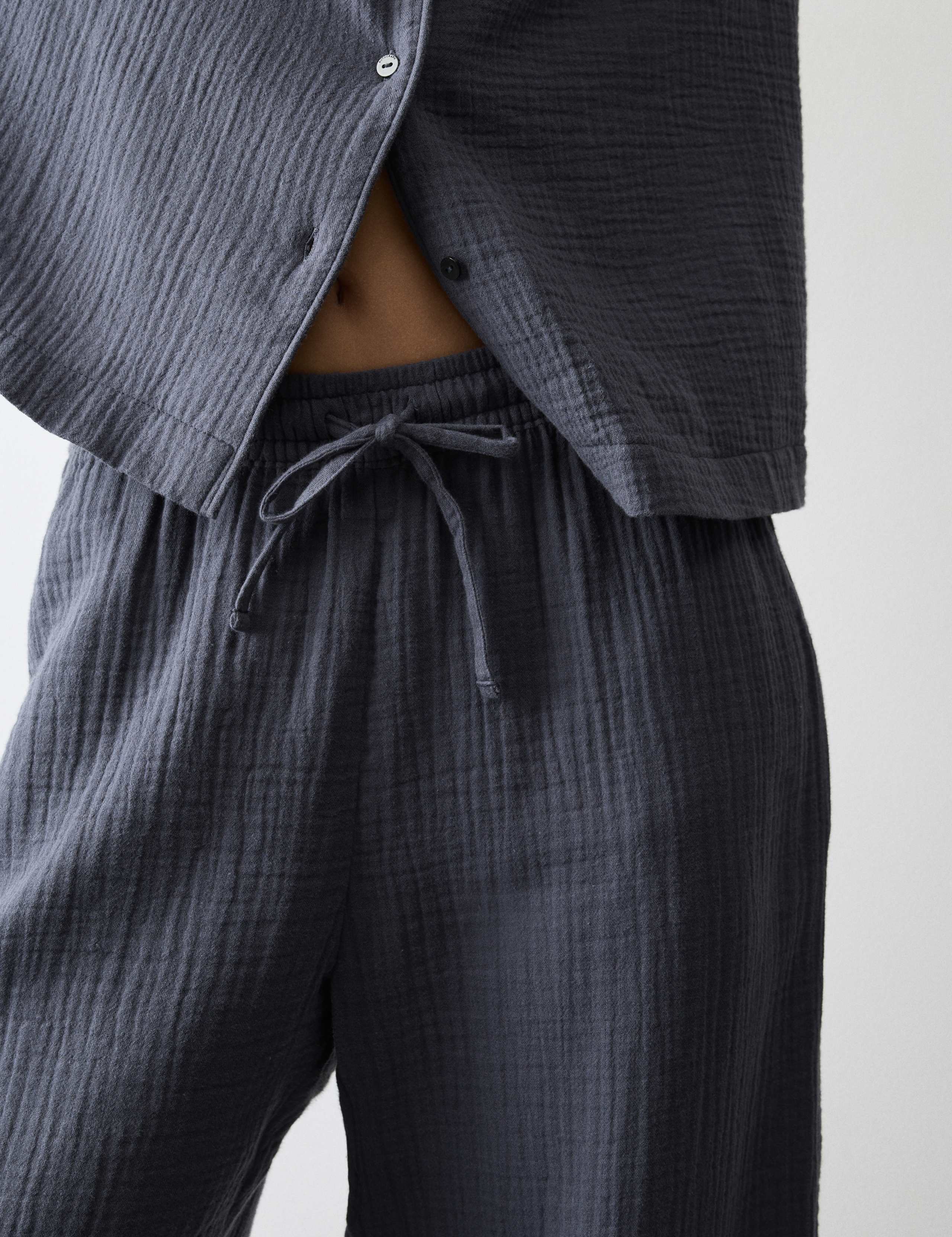 Pure Cotton Muslin Revere Pyjama Set 4 of 6