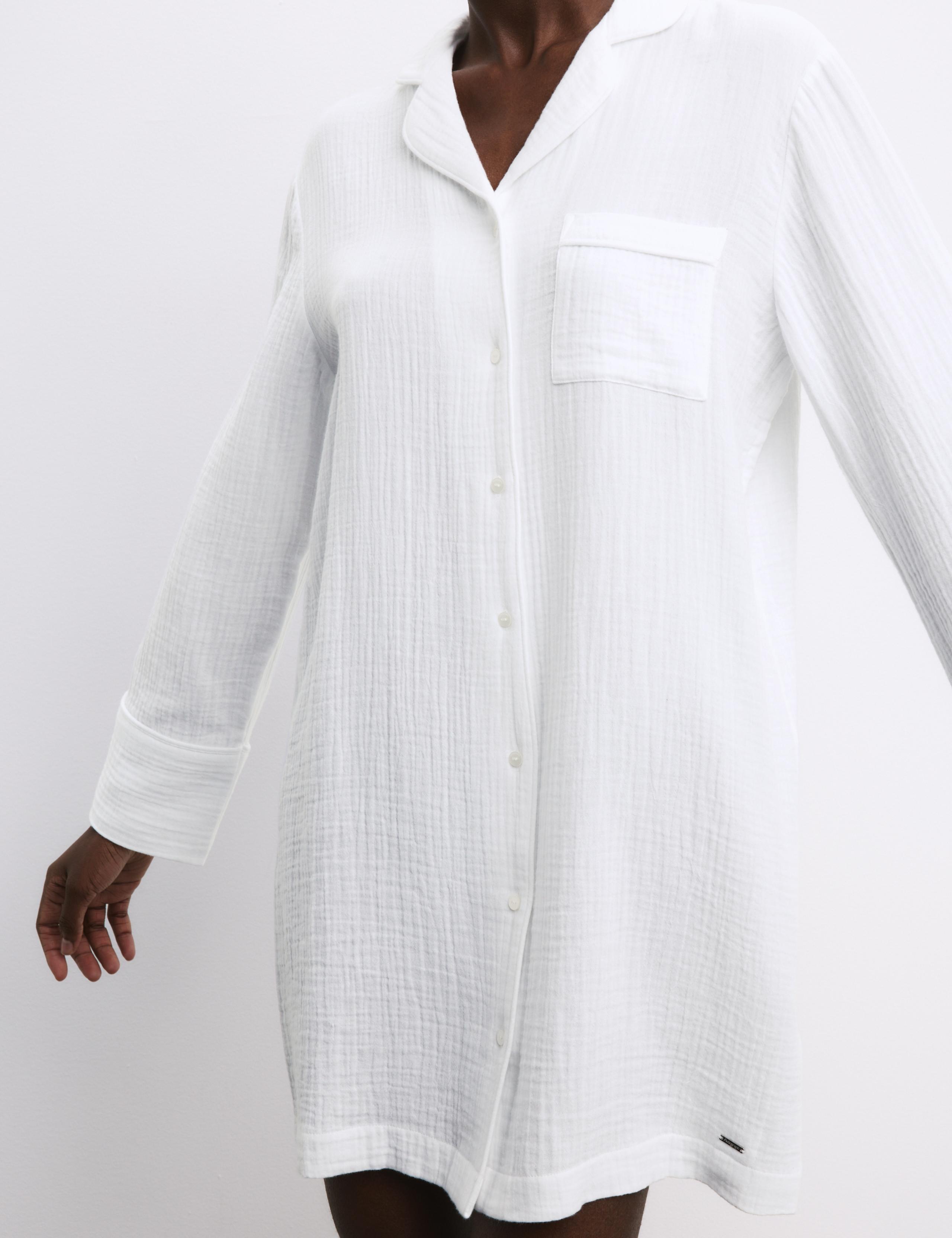 Pure Cotton Textured Muslin Nightshirt 3 of 6