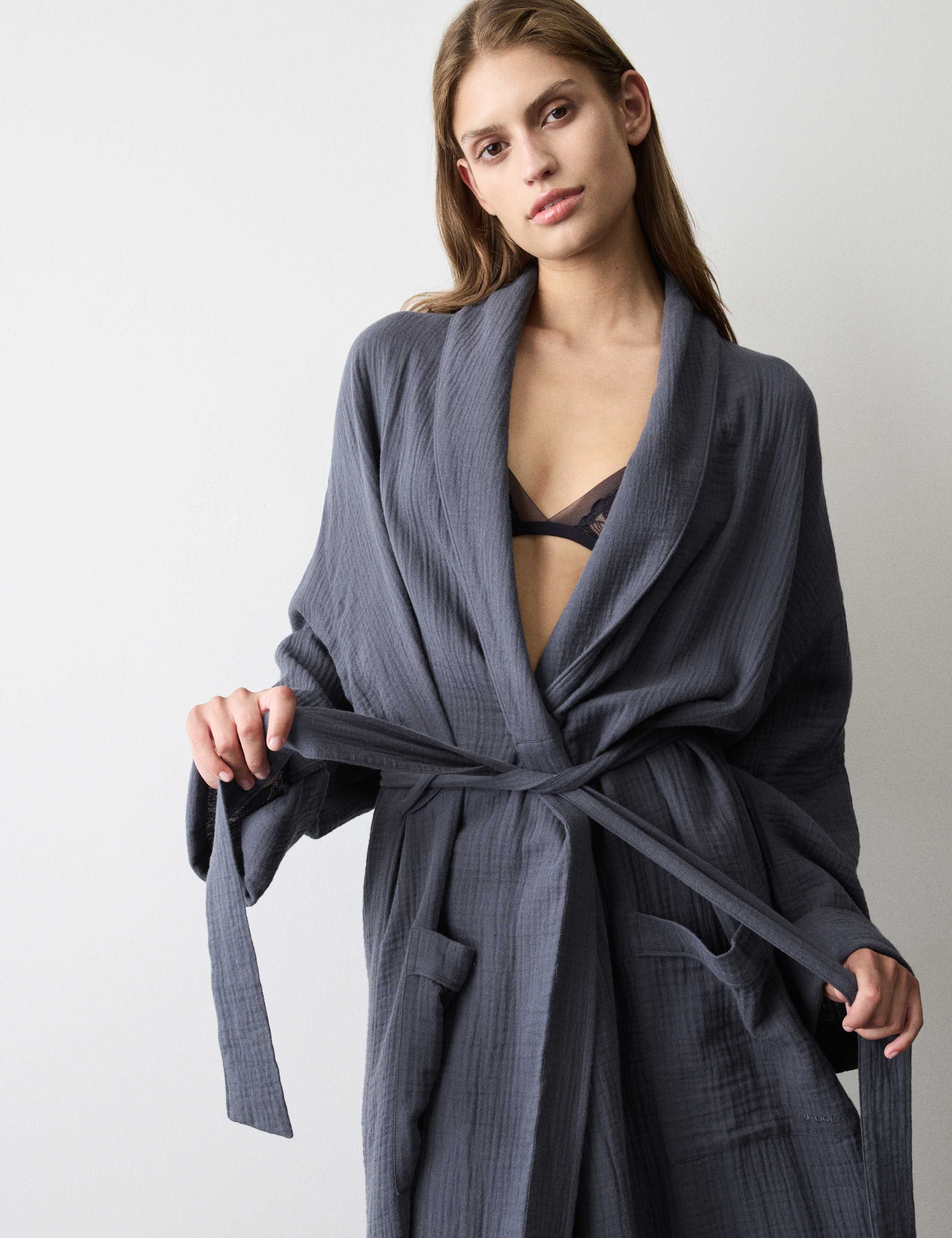 Pure Cotton Muslin Dressing Gown 6 of 6