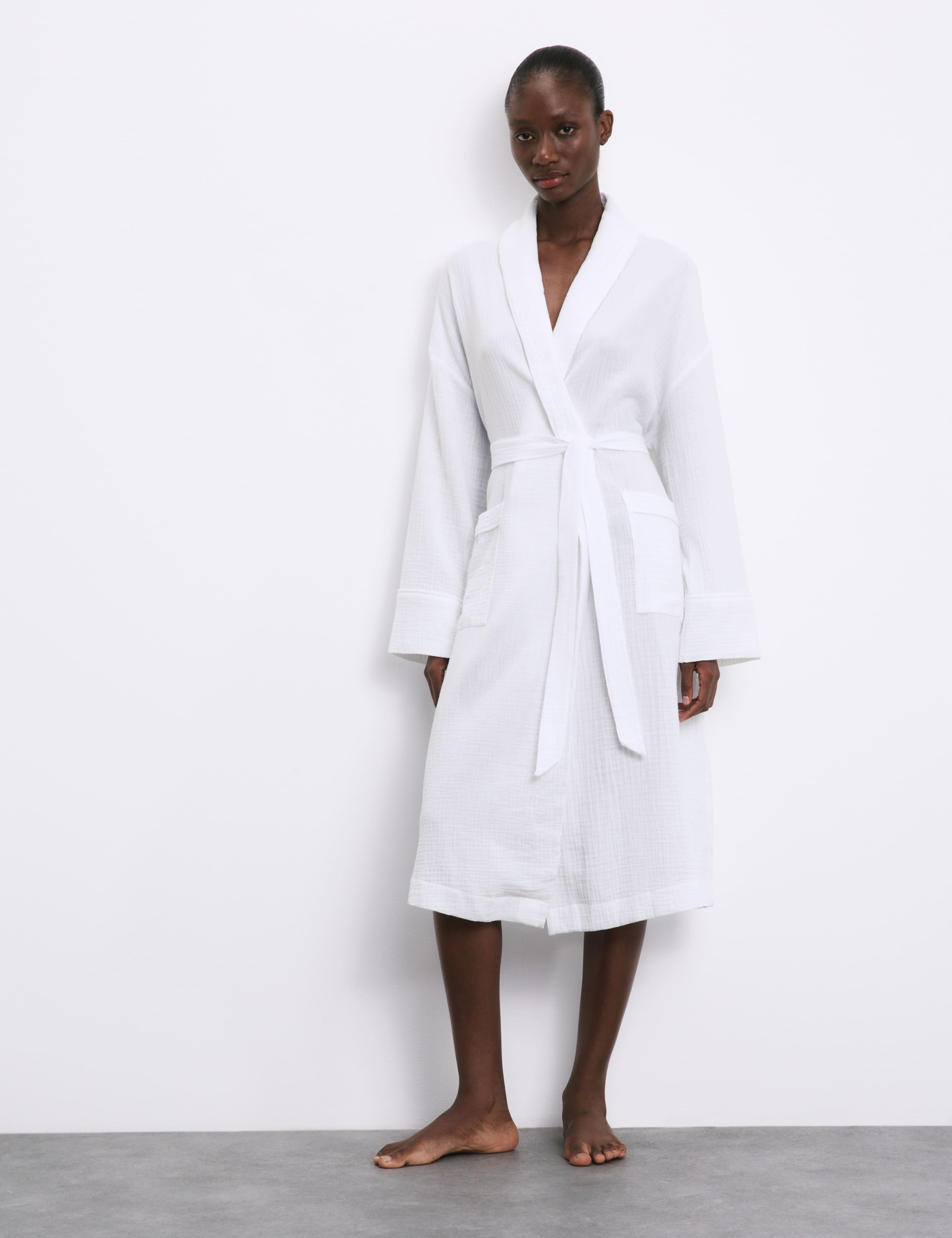 Pure Cotton Muslin Dressing Gown 6 of 6