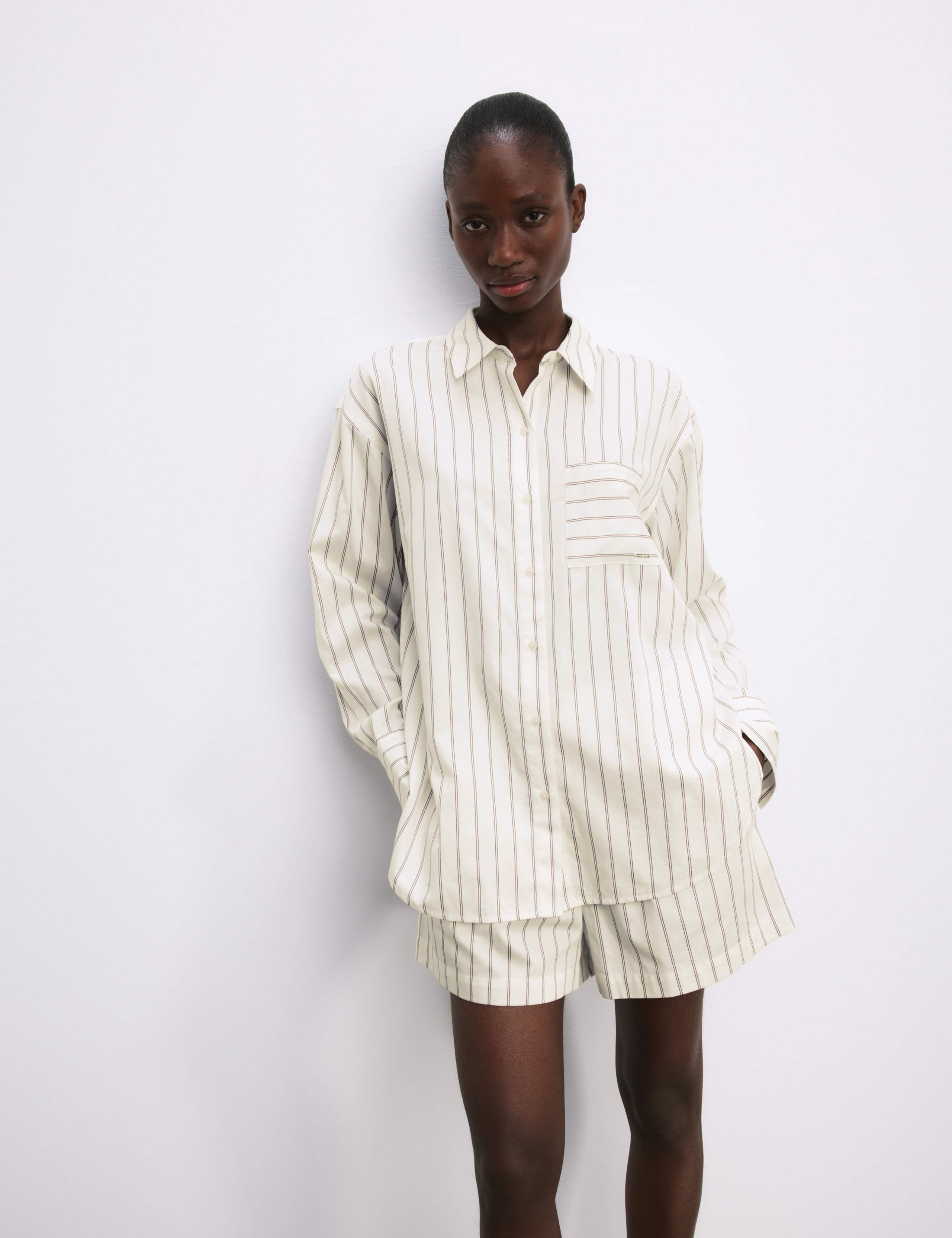 Pure Cotton Sateen Striped Shortie Set 3 of 8