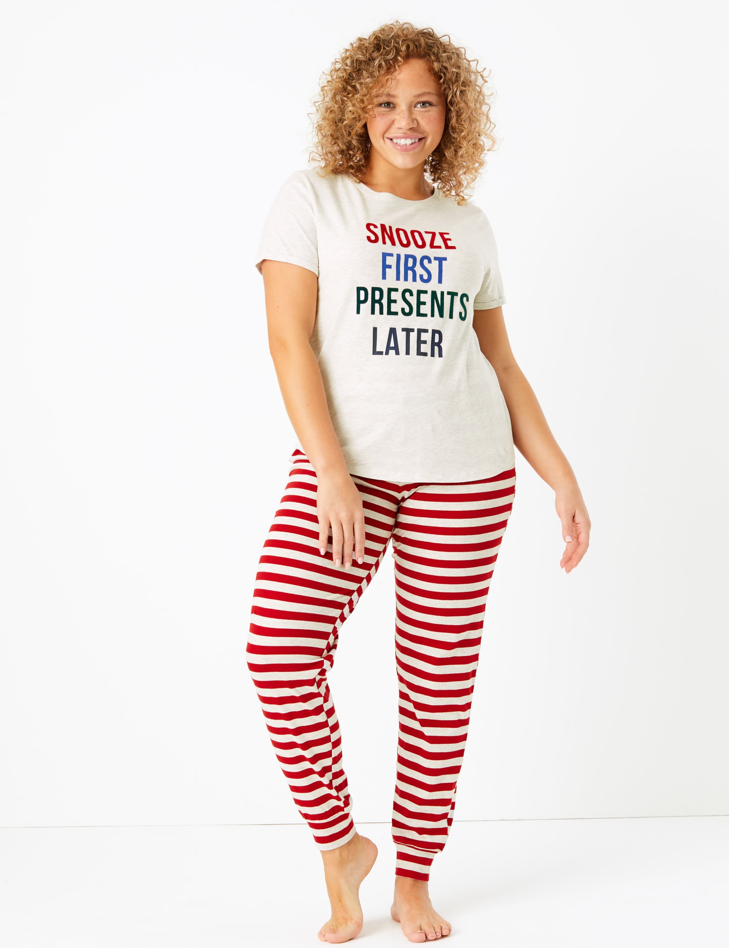 Snooze First Slogan Short Sleeve Pyjama Set 1 of 6