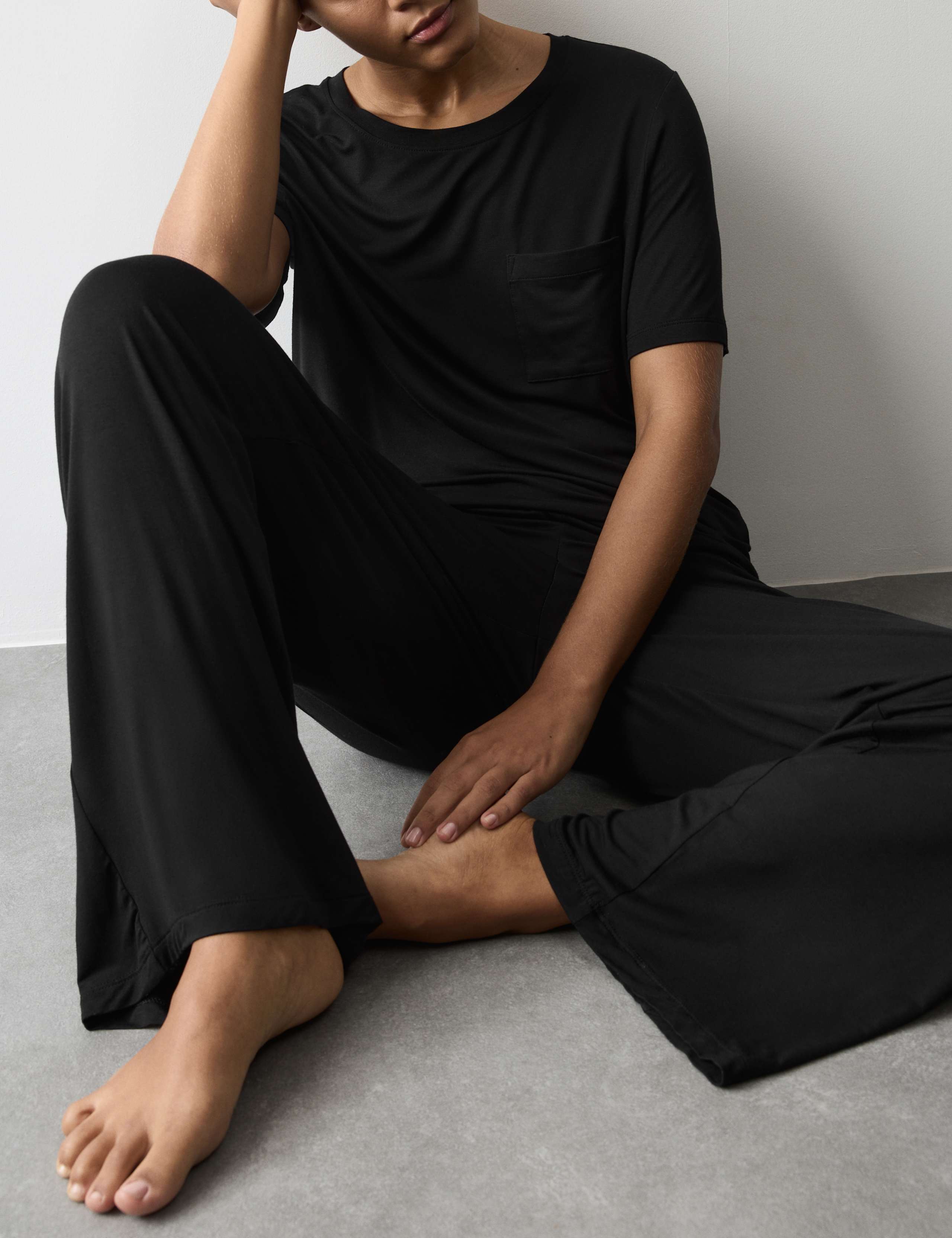 Jersey Wide Leg Pyjama Bottoms 1 of 5