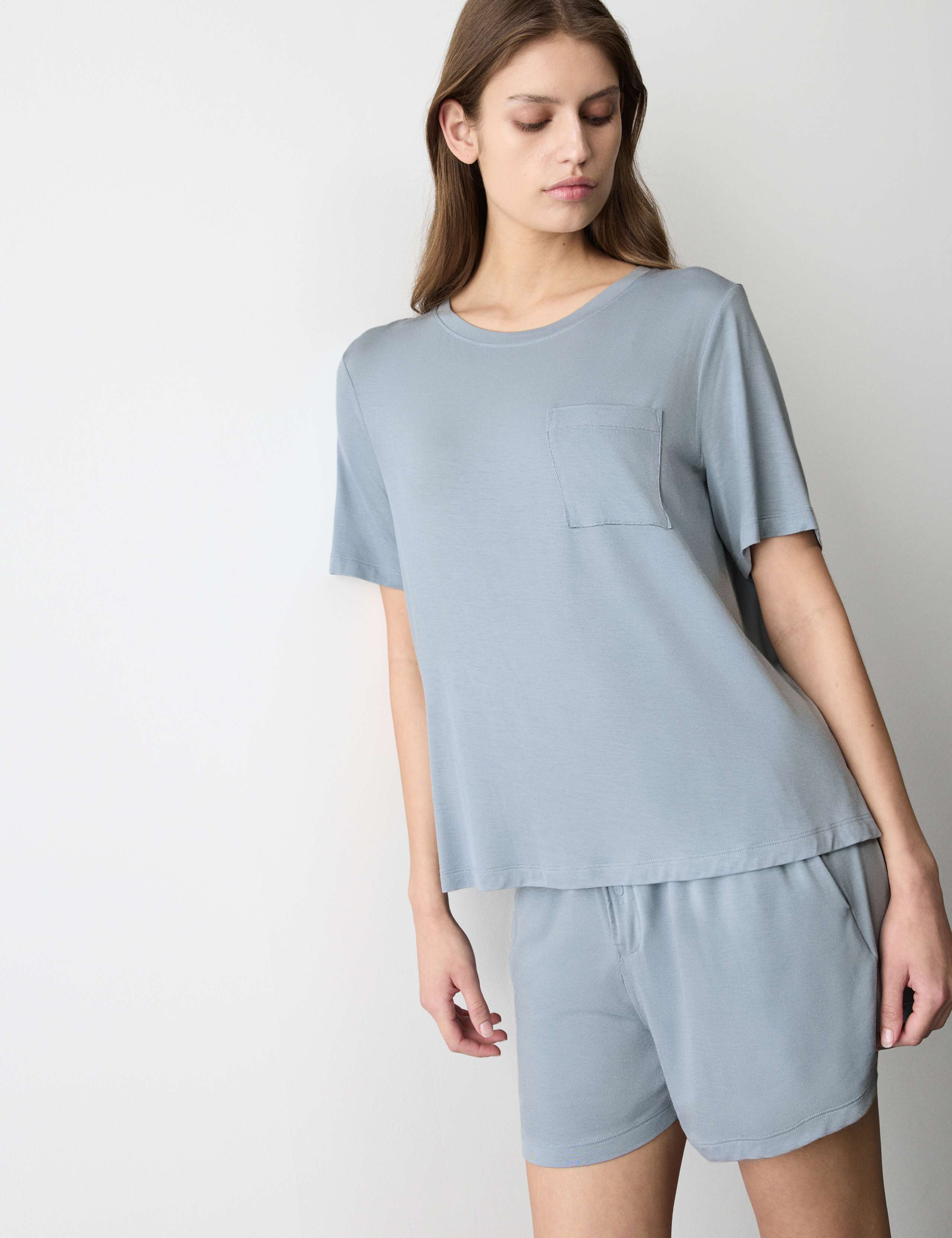 Button Fly Detail Pyjama Shorts 1 of 4