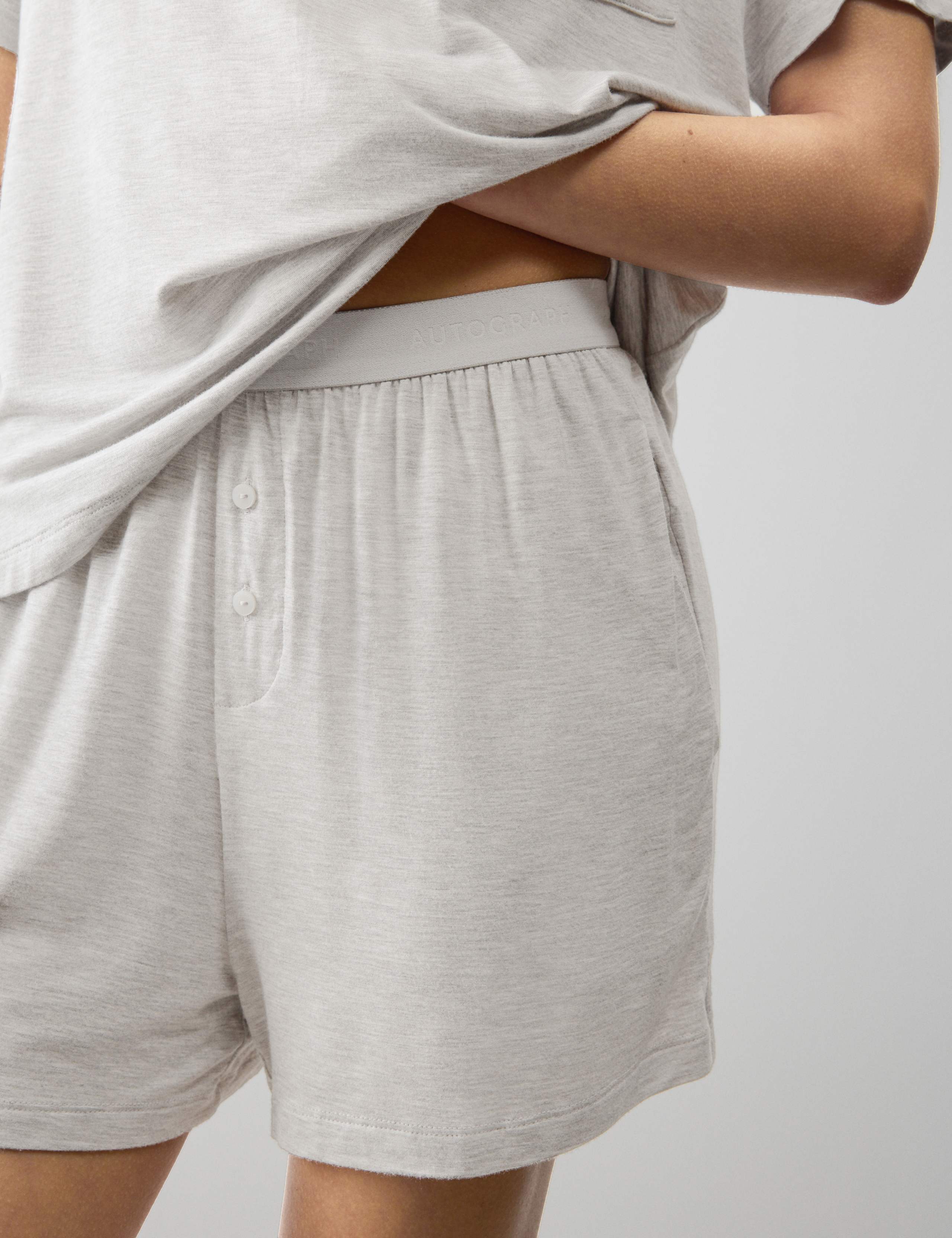 Button Fly Detail Pyjama Shorts 3 of 4