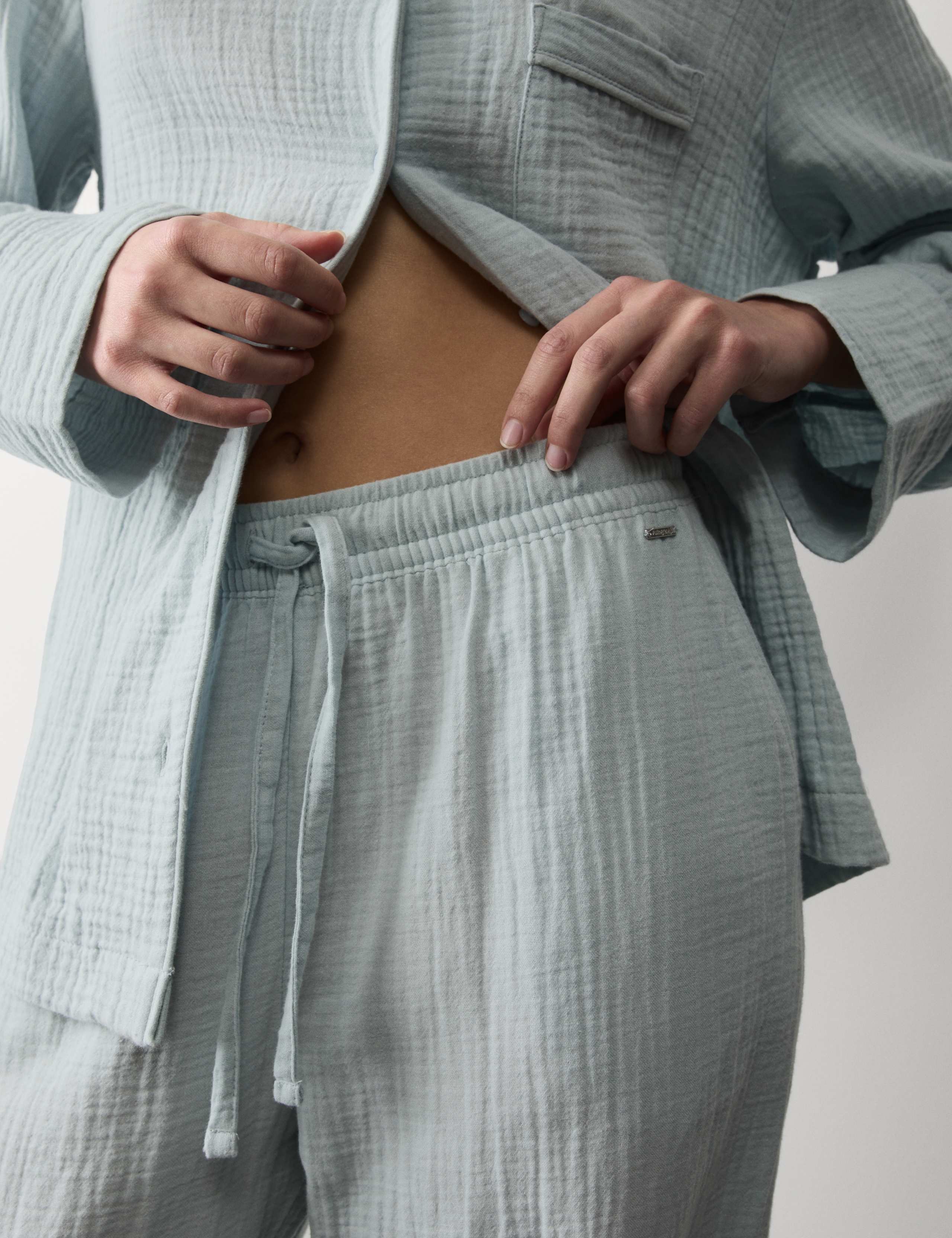 Pure Cotton Muslin Revere Pyjama Set 3 of 3