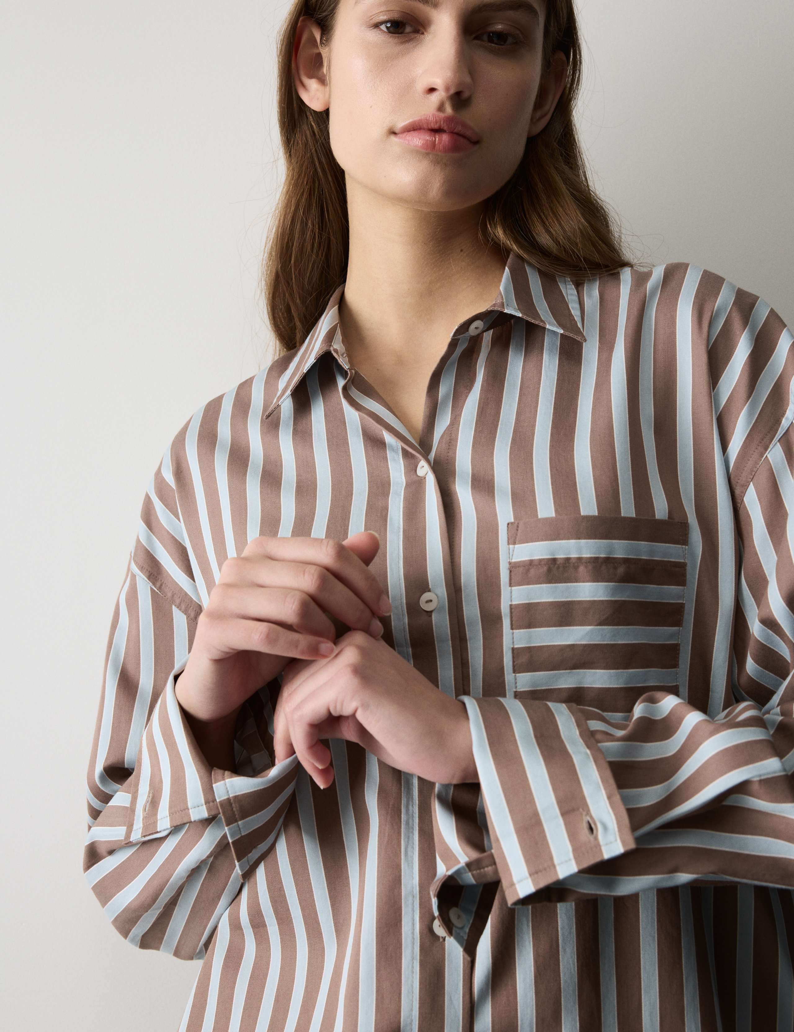 Pure Cotton Sateen Striped Pyjama Set 3 of 6