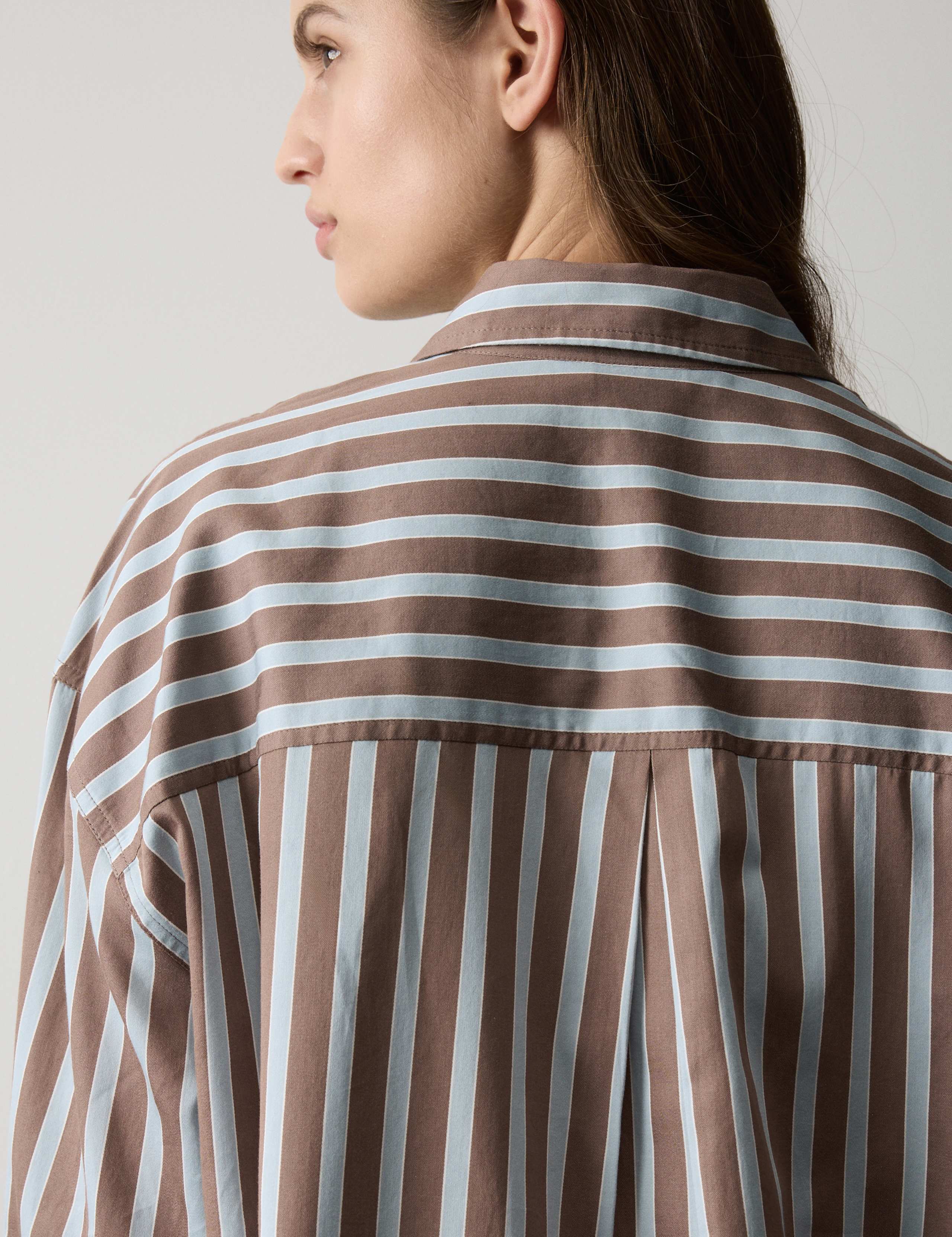 Pure Cotton Sateen Striped Pyjama Set 6 of 6