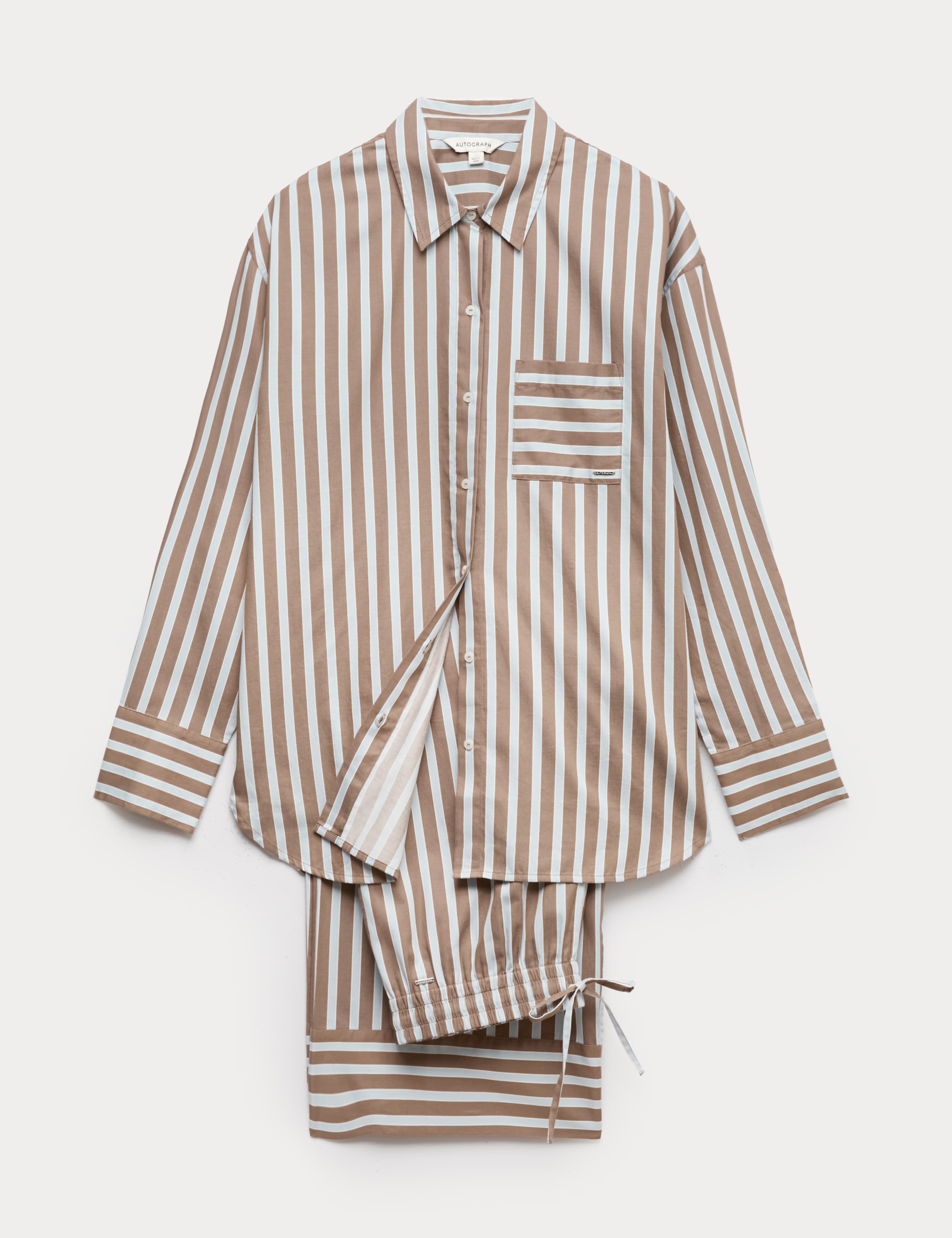Pure Cotton Sateen Striped Pyjama Set 2 of 6