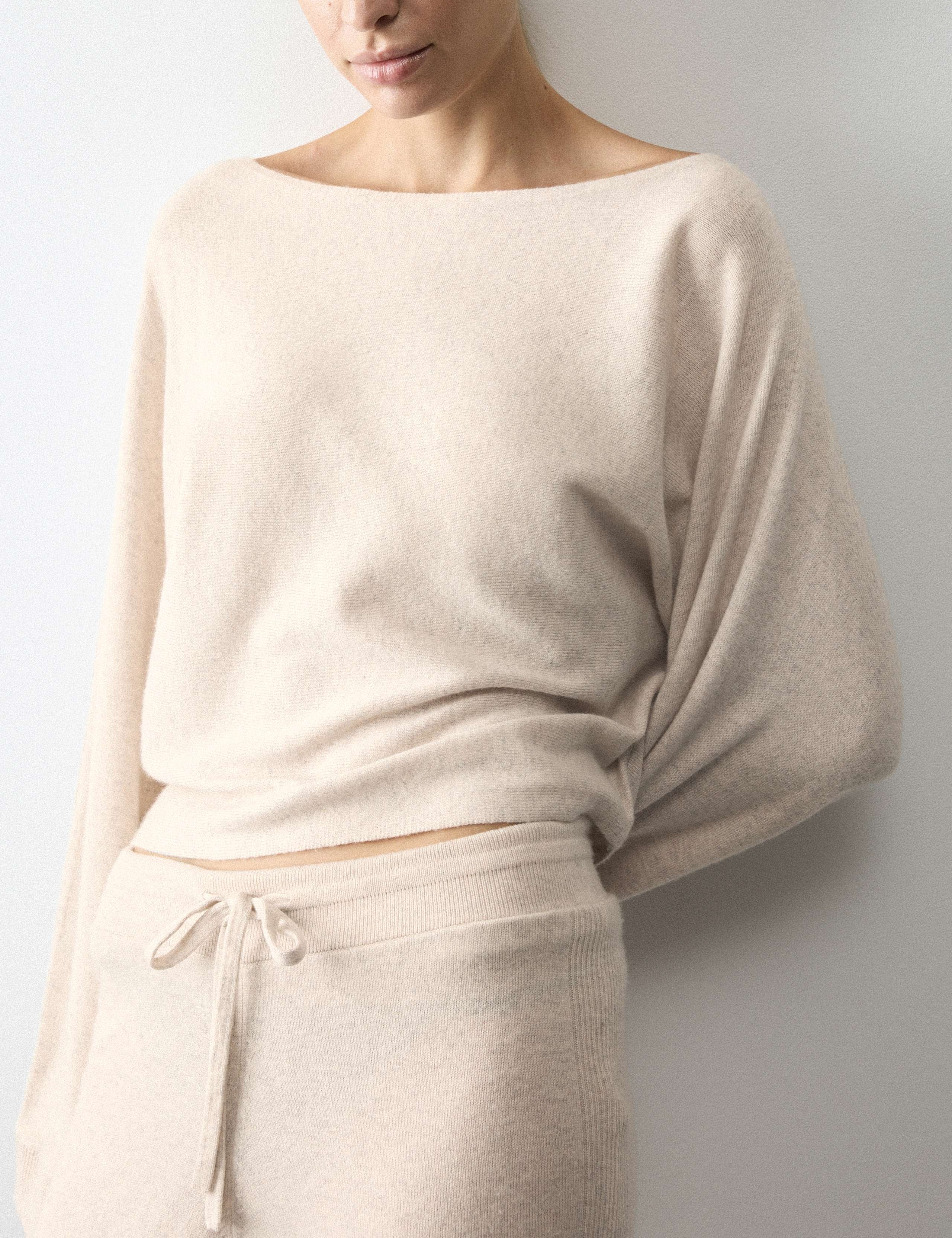 Wool Blend Wide Leg Lounge Pants with Cashmere 3 of 5