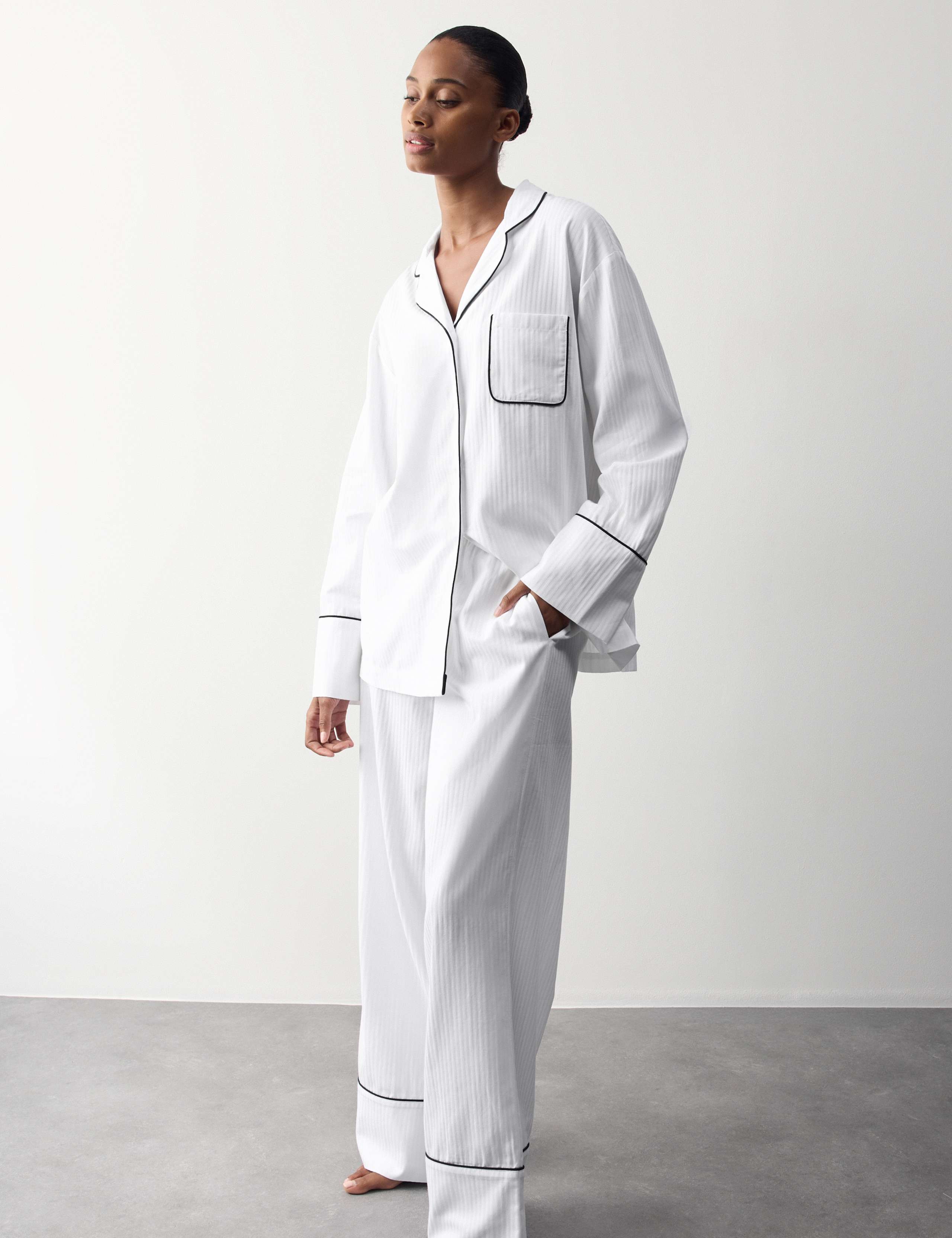 Pure Cotton Striped Revere Pyjama Set 3 of 7