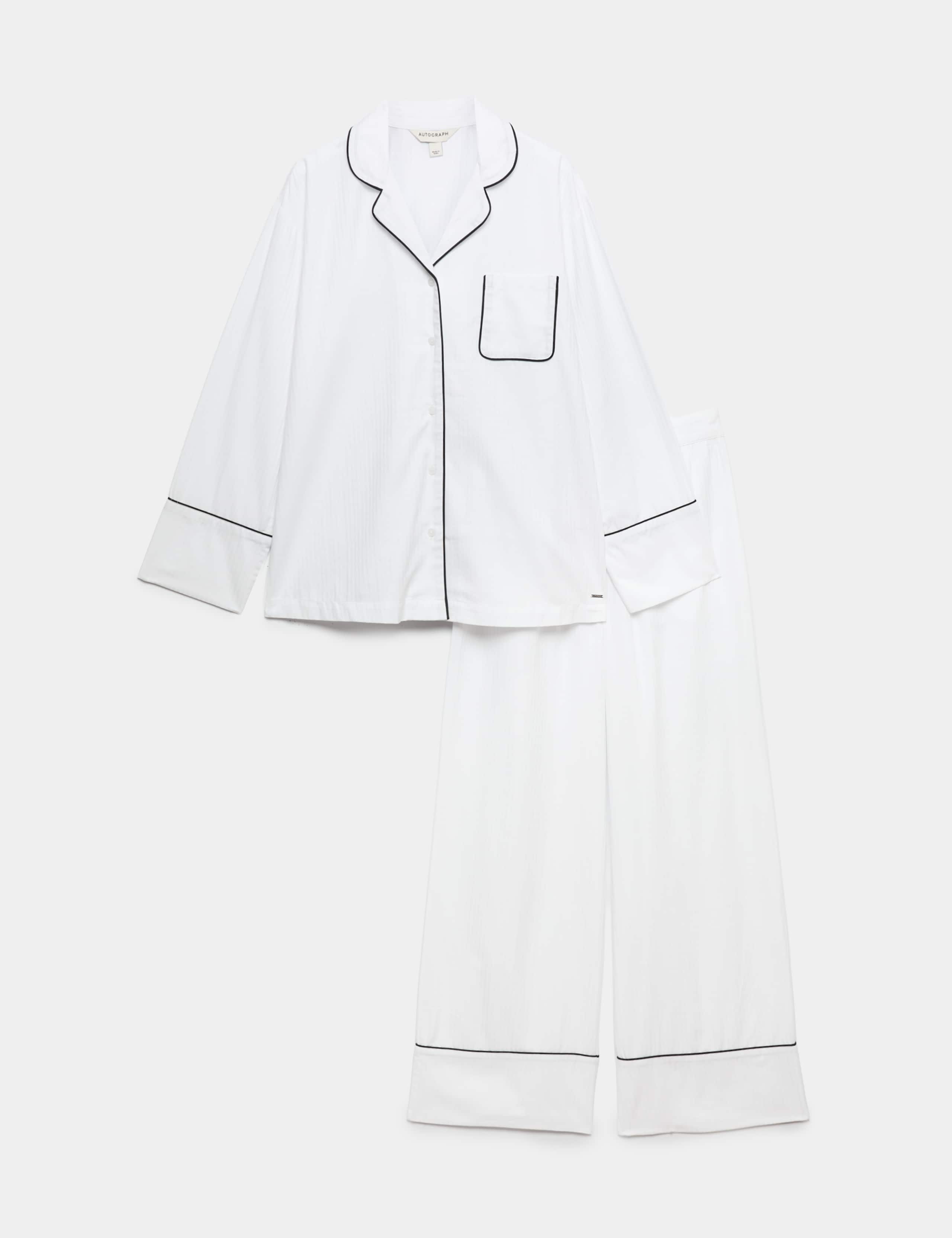 Pure Cotton Striped Revere Pyjama Set 2 of 7