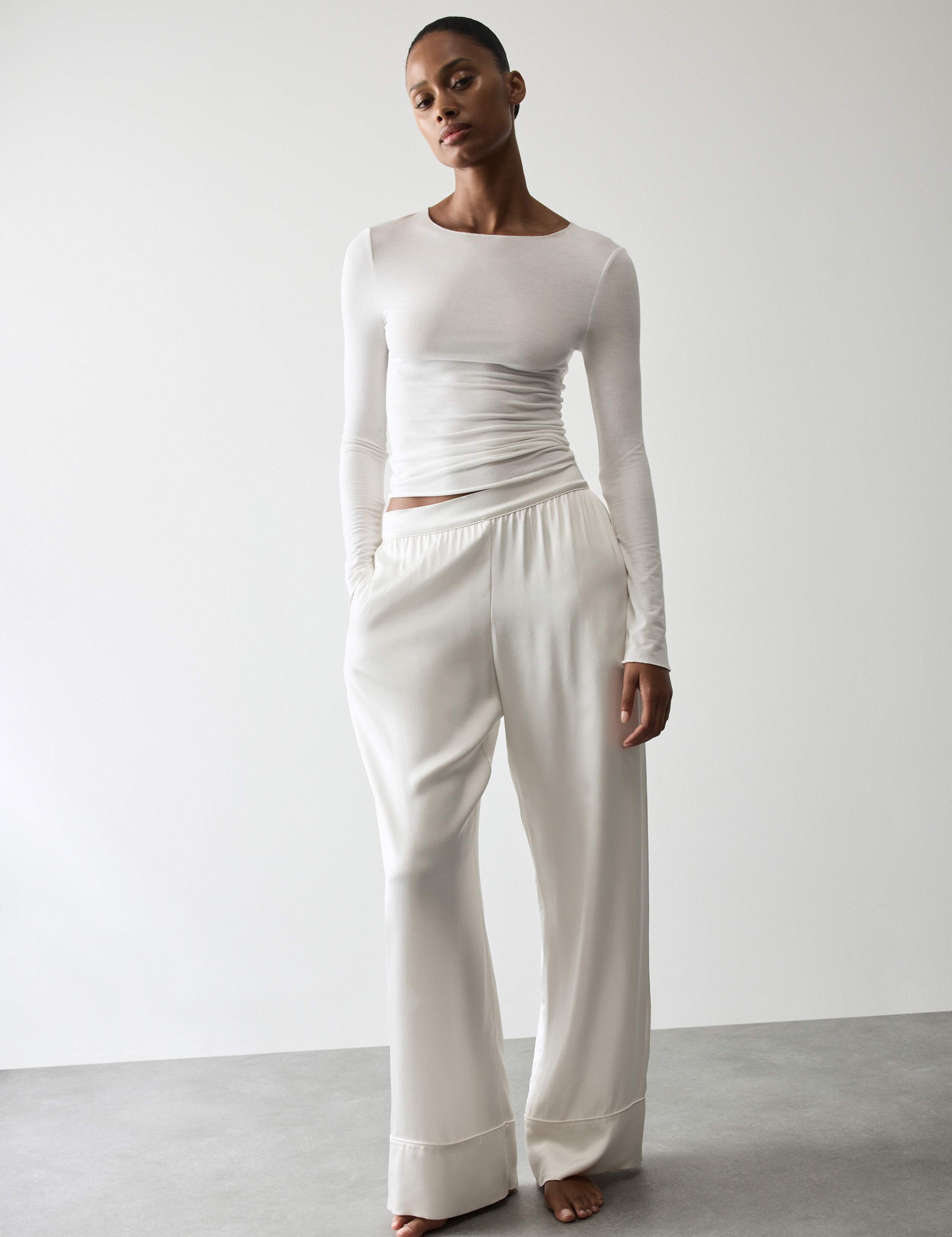Premium Satin Wide Leg Pyjama Bottoms 1 of 5