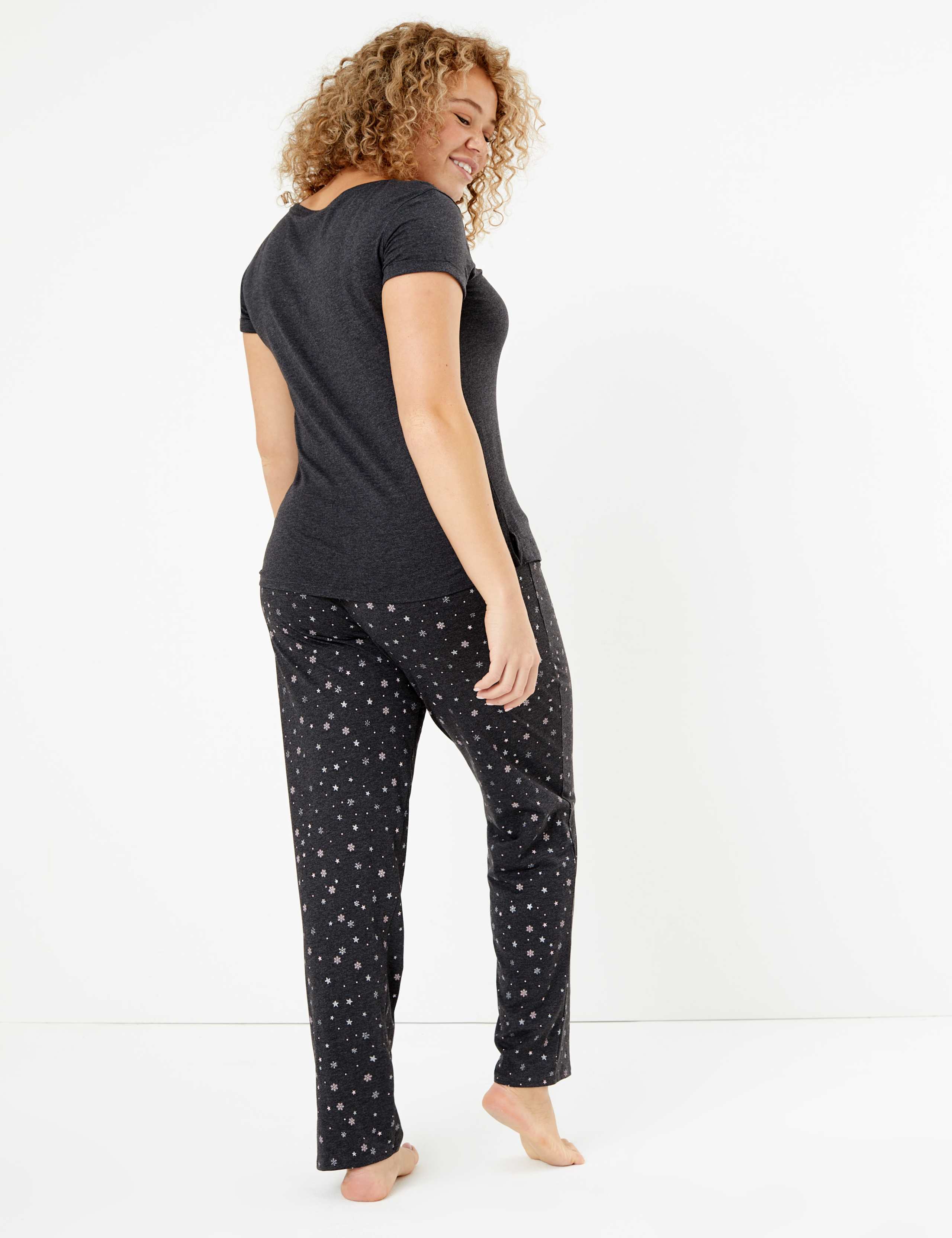 Nope Slogan Snowflake Print Pyjama Set 3 of 4
