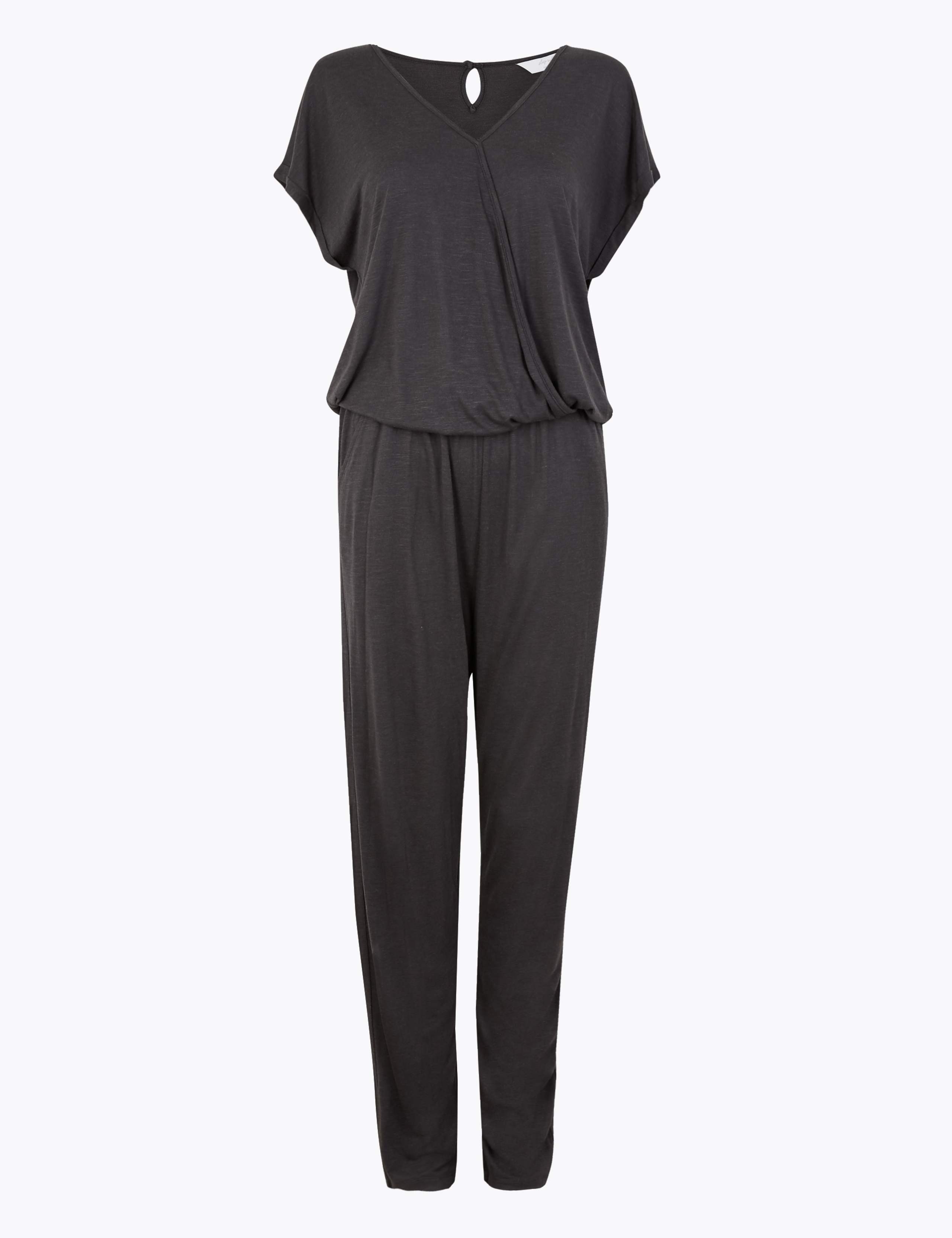 Jersey Wrap Short Sleeve Jumpsuit 2 of 4