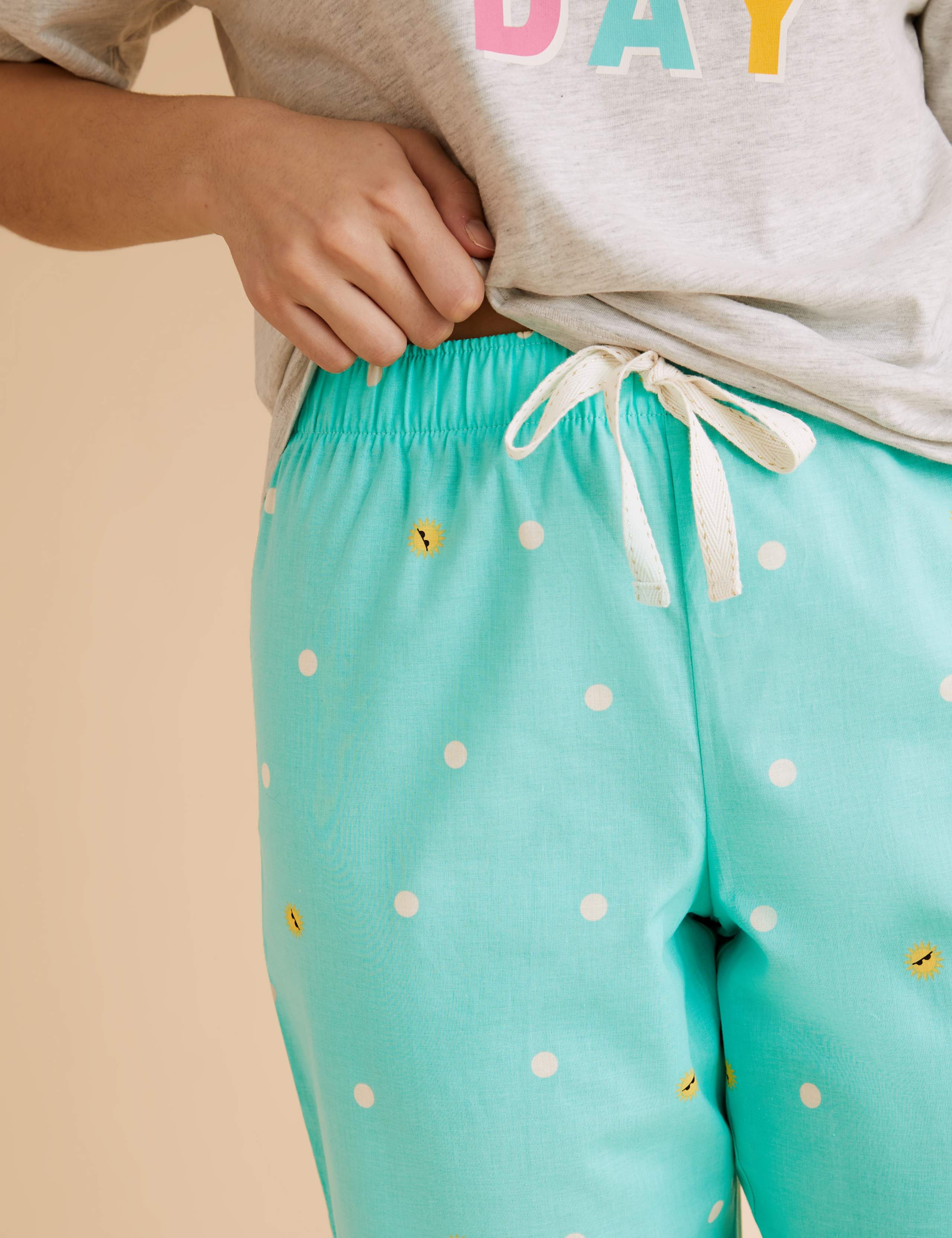 Pure Cotton Spot Cropped Pyjama Pant 5 of 6