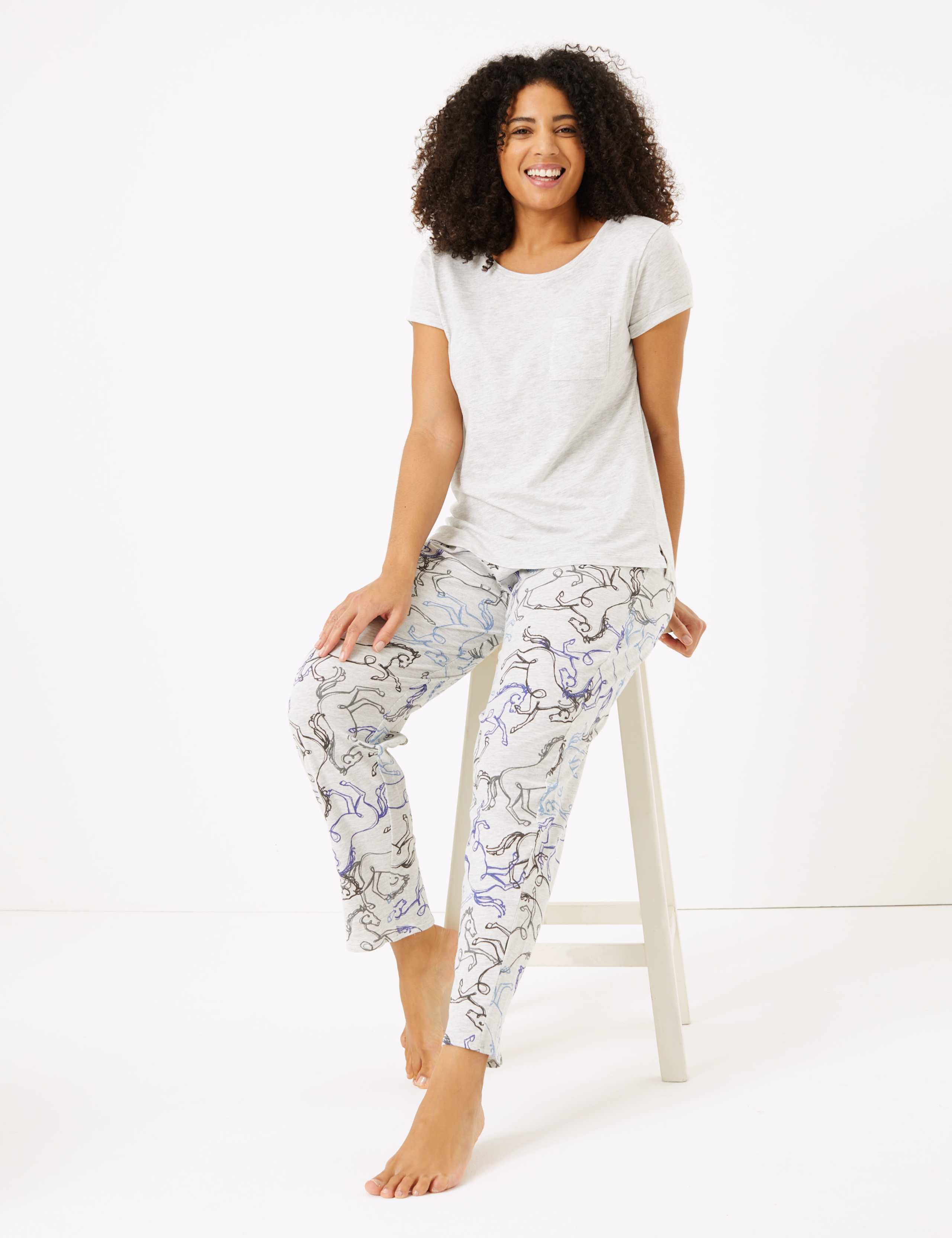 Horse Print Short Sleeve Pyjama Set 5 of 5