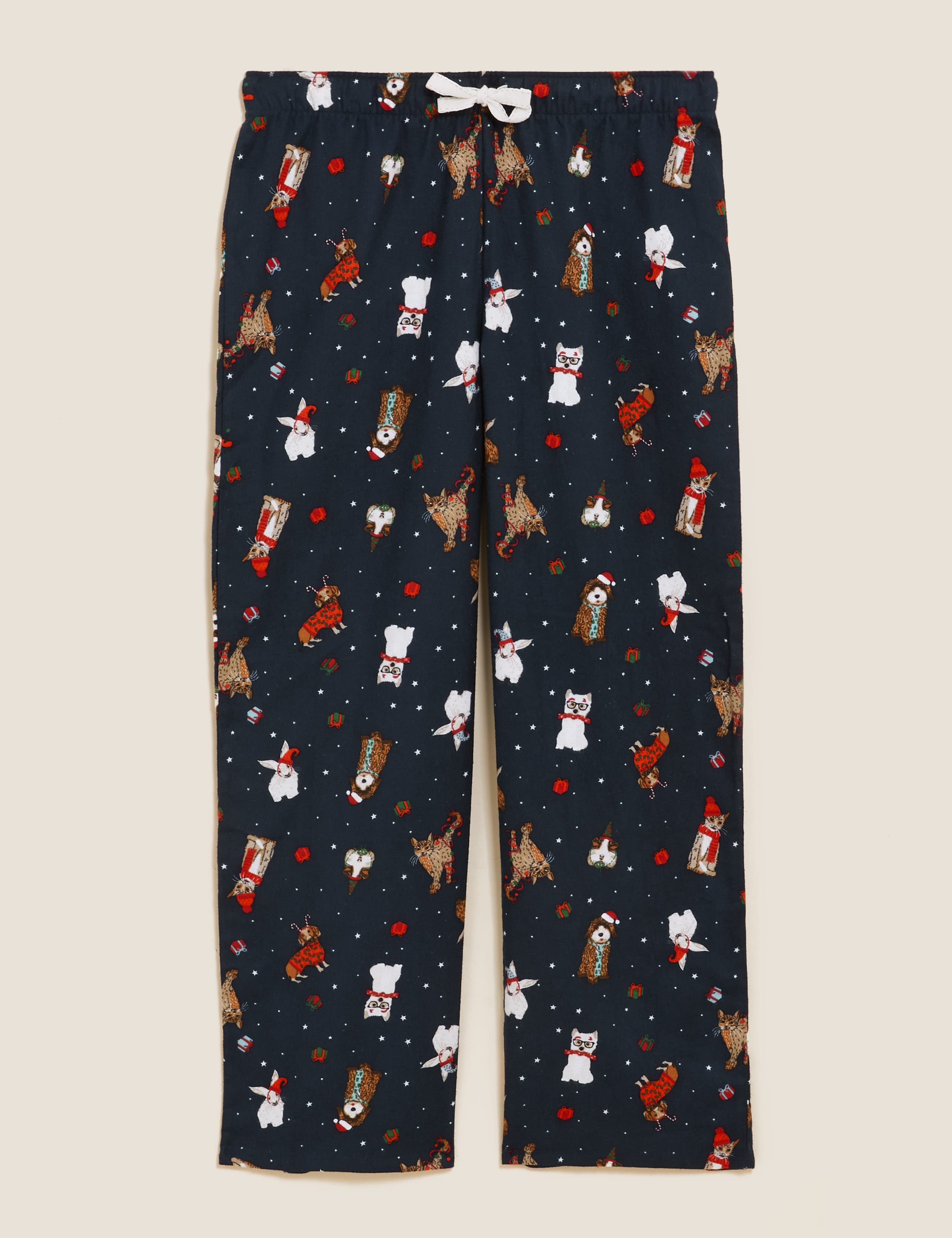 Cotton Santa Paws Print Pyjama Bottoms 1 of 1