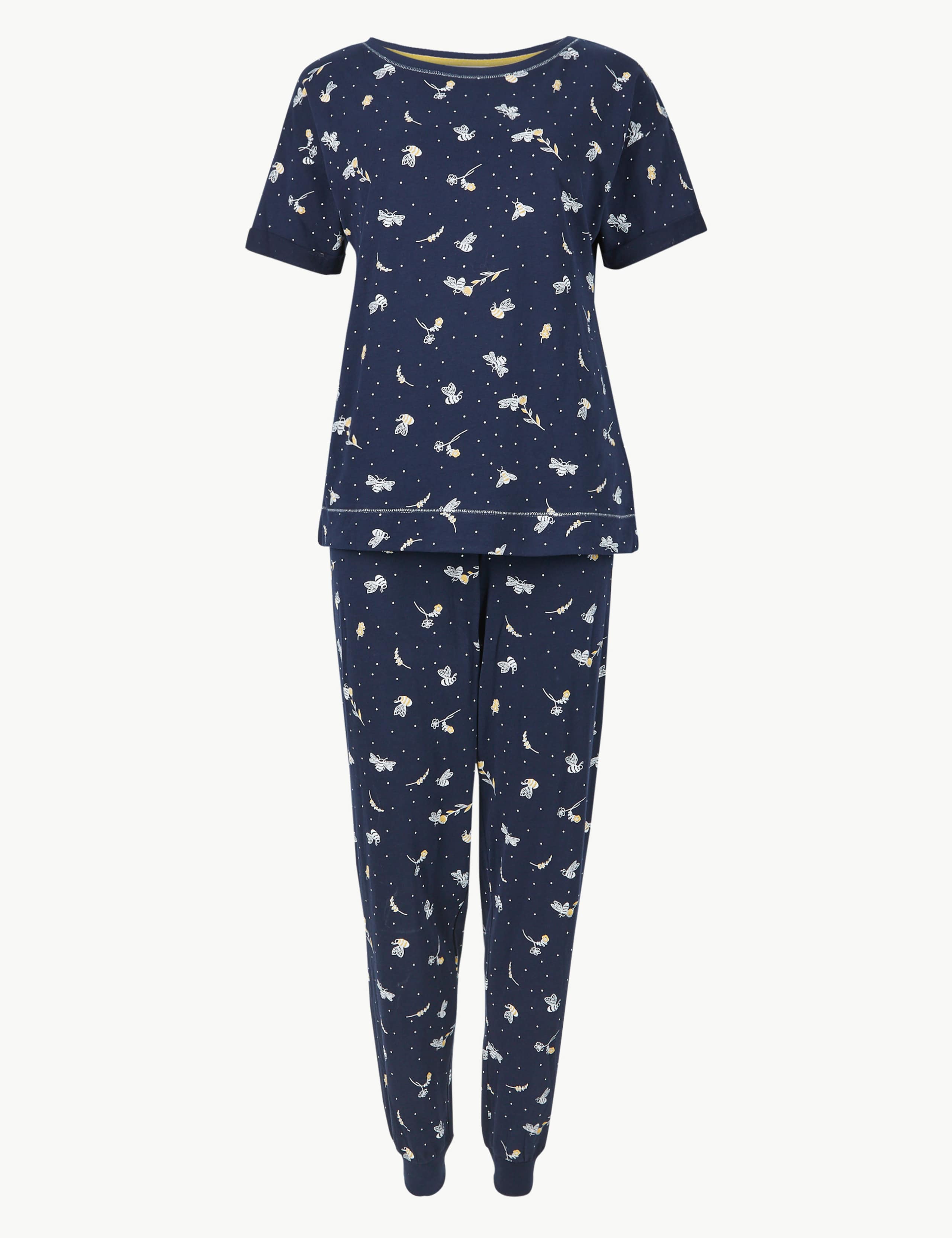 Pure Cotton Bee Cuffed Hem Pyjama Set 2 of 4