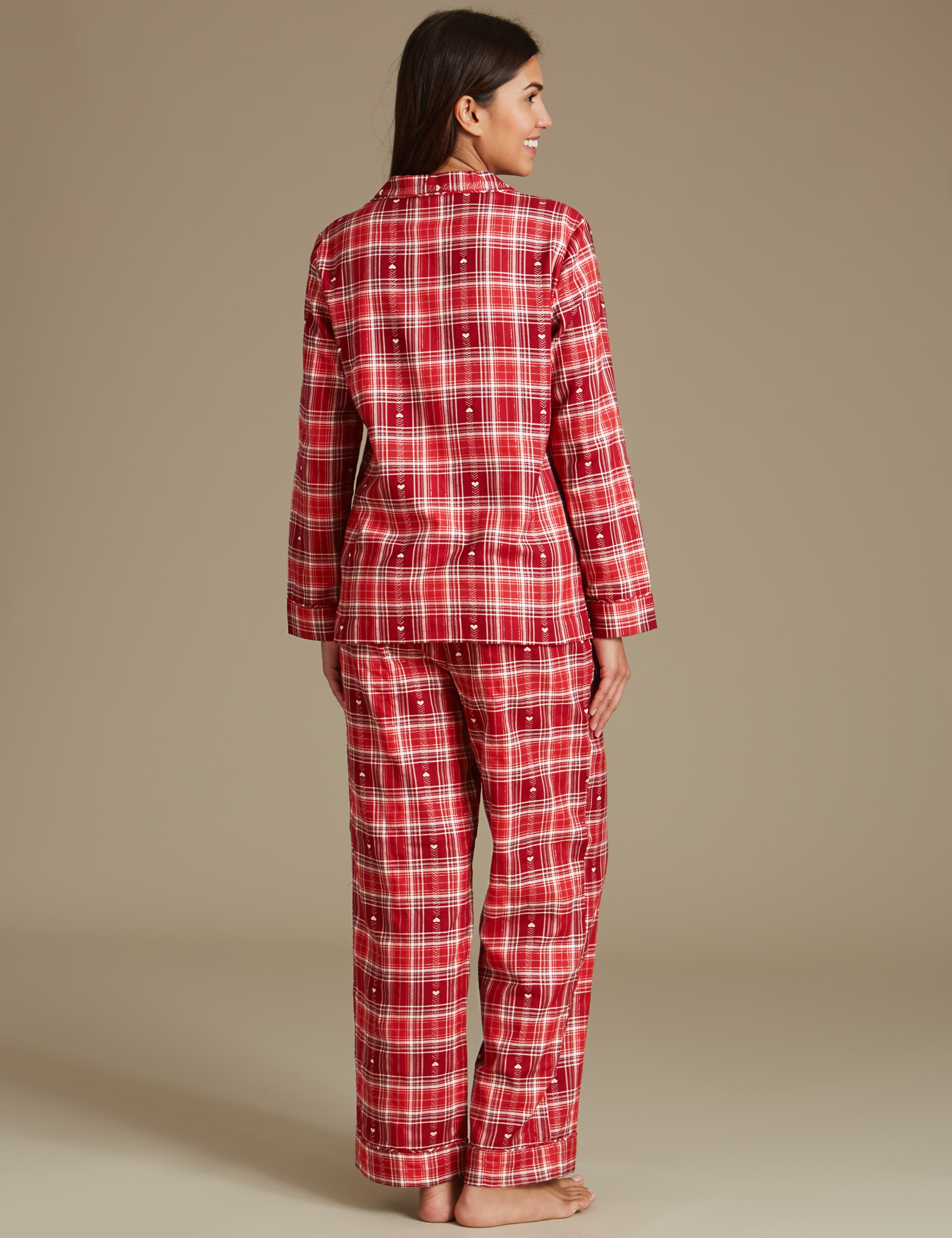 Checked Heart Revere Long Sleeve Pyjama Set 3 of 7