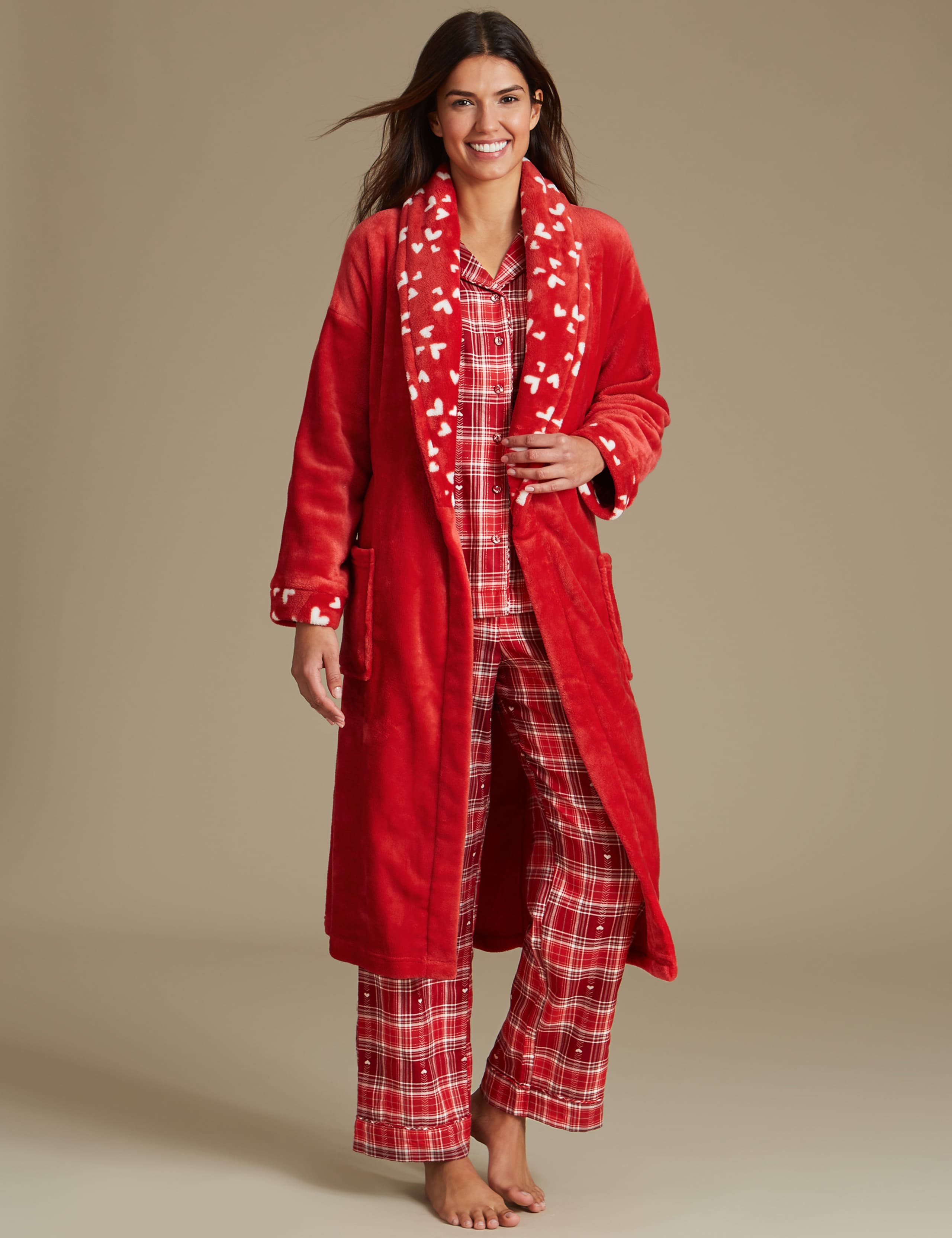 Checked Heart Revere Long Sleeve Pyjama Set 5 of 7