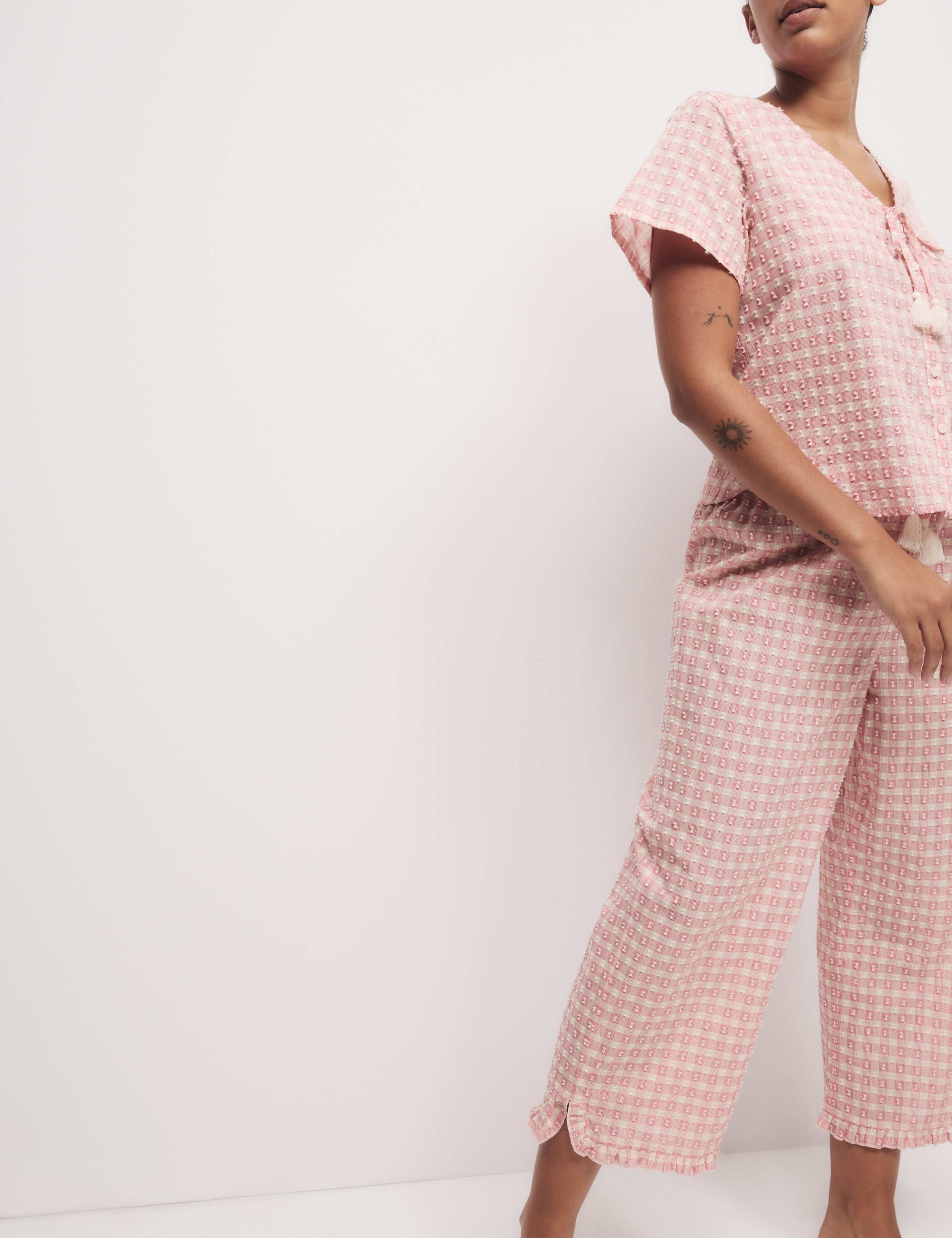 Pure Cotton Gingham Cropped Pyjama Bottoms 4 of 5