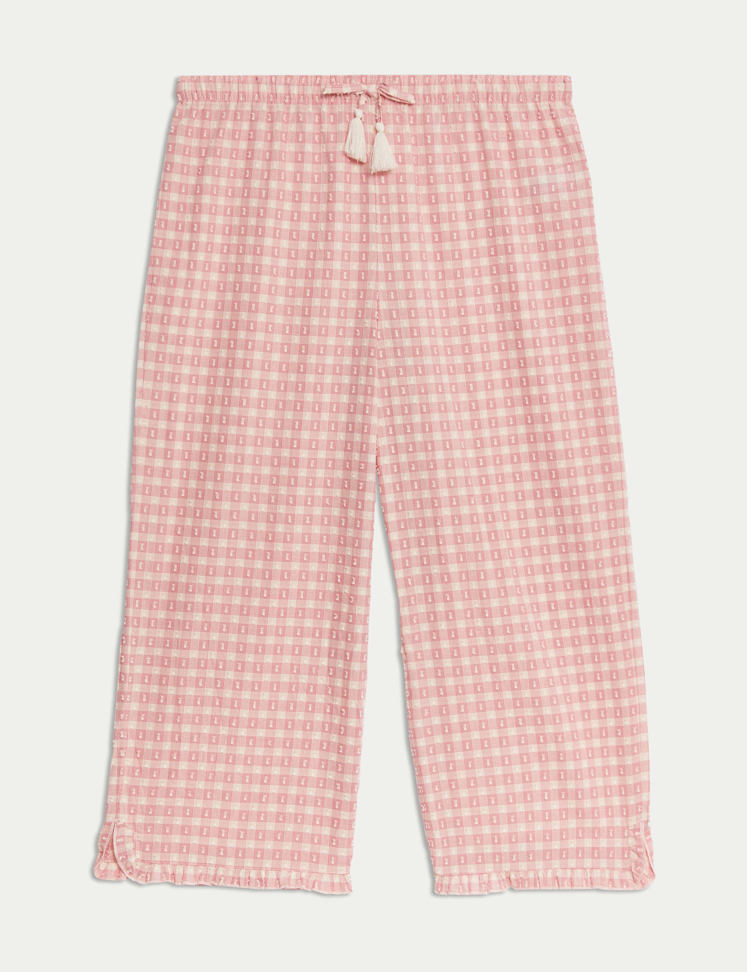 Pure Cotton Gingham Cropped Pyjama Bottoms 2 of 5