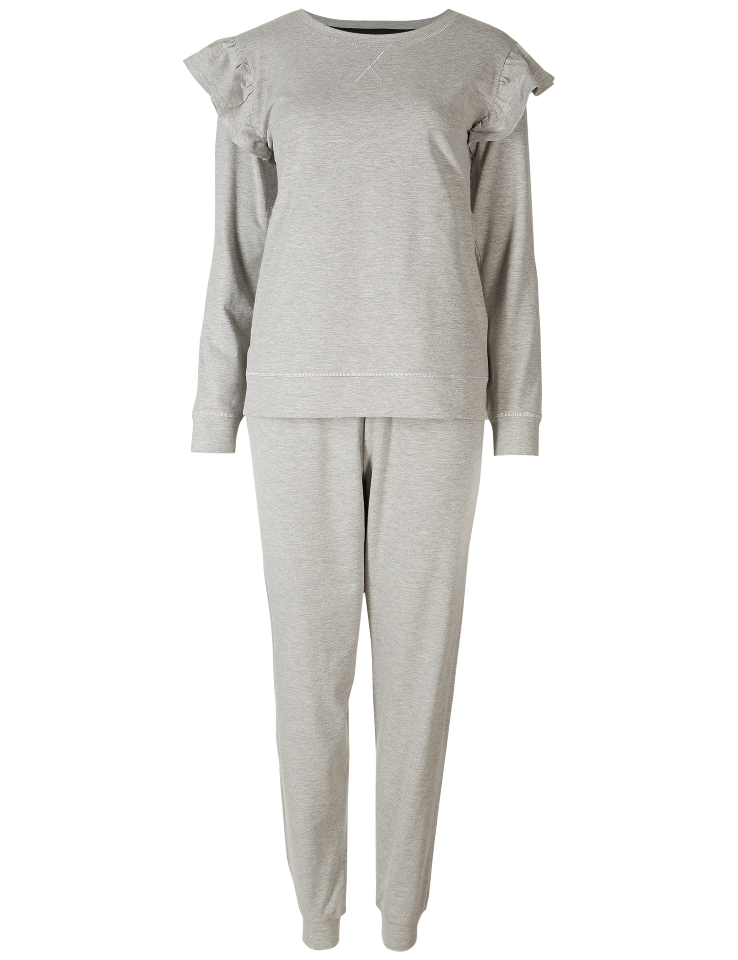 Ruffle Sleeve Ribbed Hem Pyjama Set 5 of 6