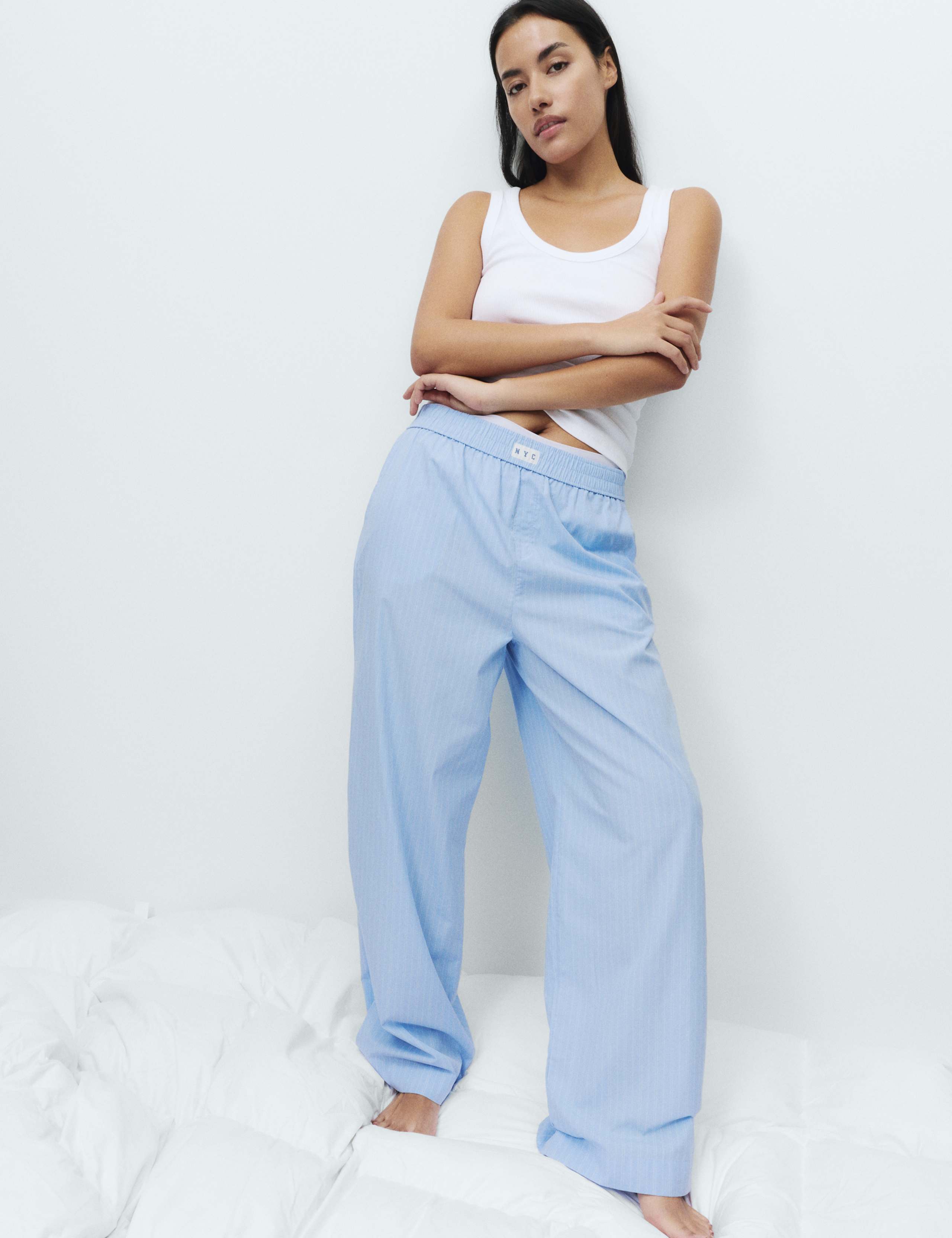 Pure Cotton Striped Wide Leg Pyjama Bottoms 5 of 5