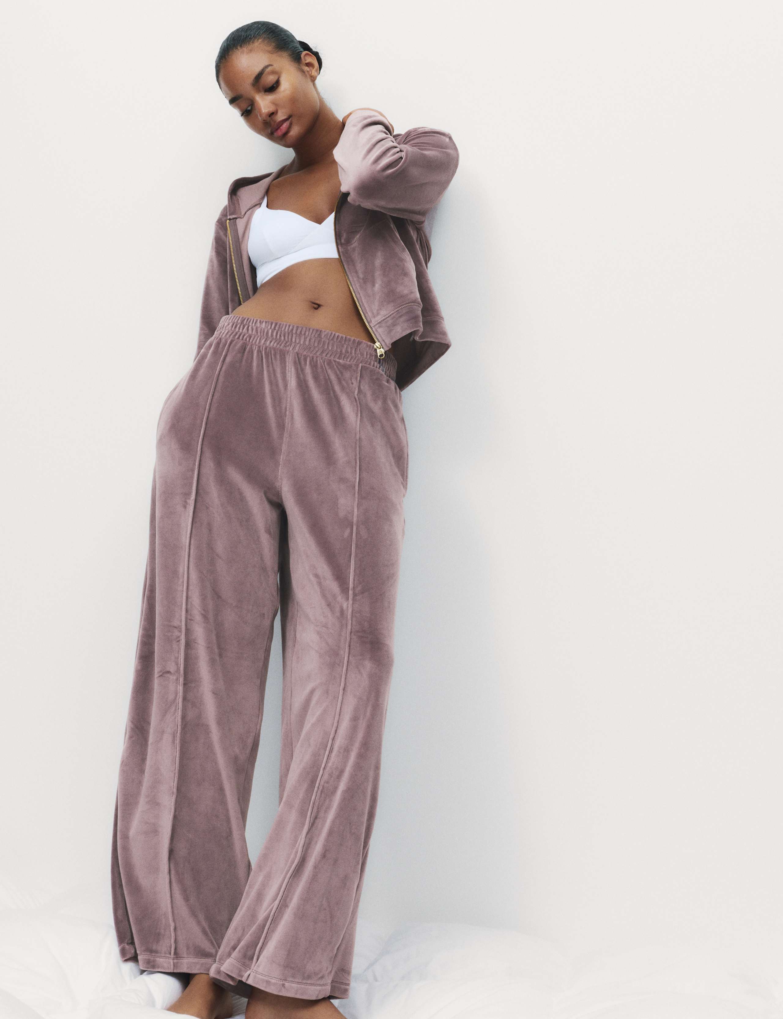 Velour Wide Leg Joggers 5 of 5