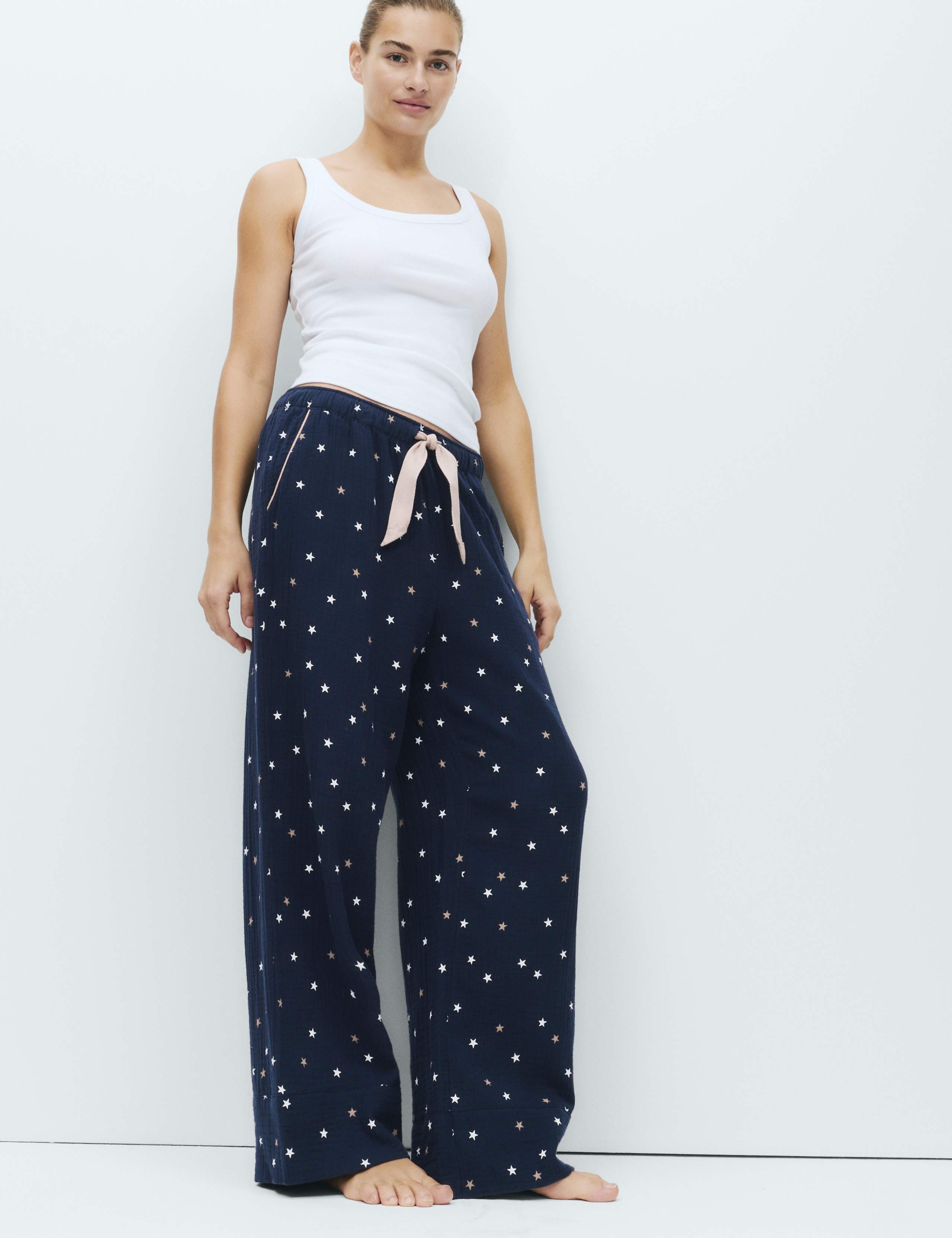 Pure Cotton Muslin Striped Pyjama Bottoms 2 of 4