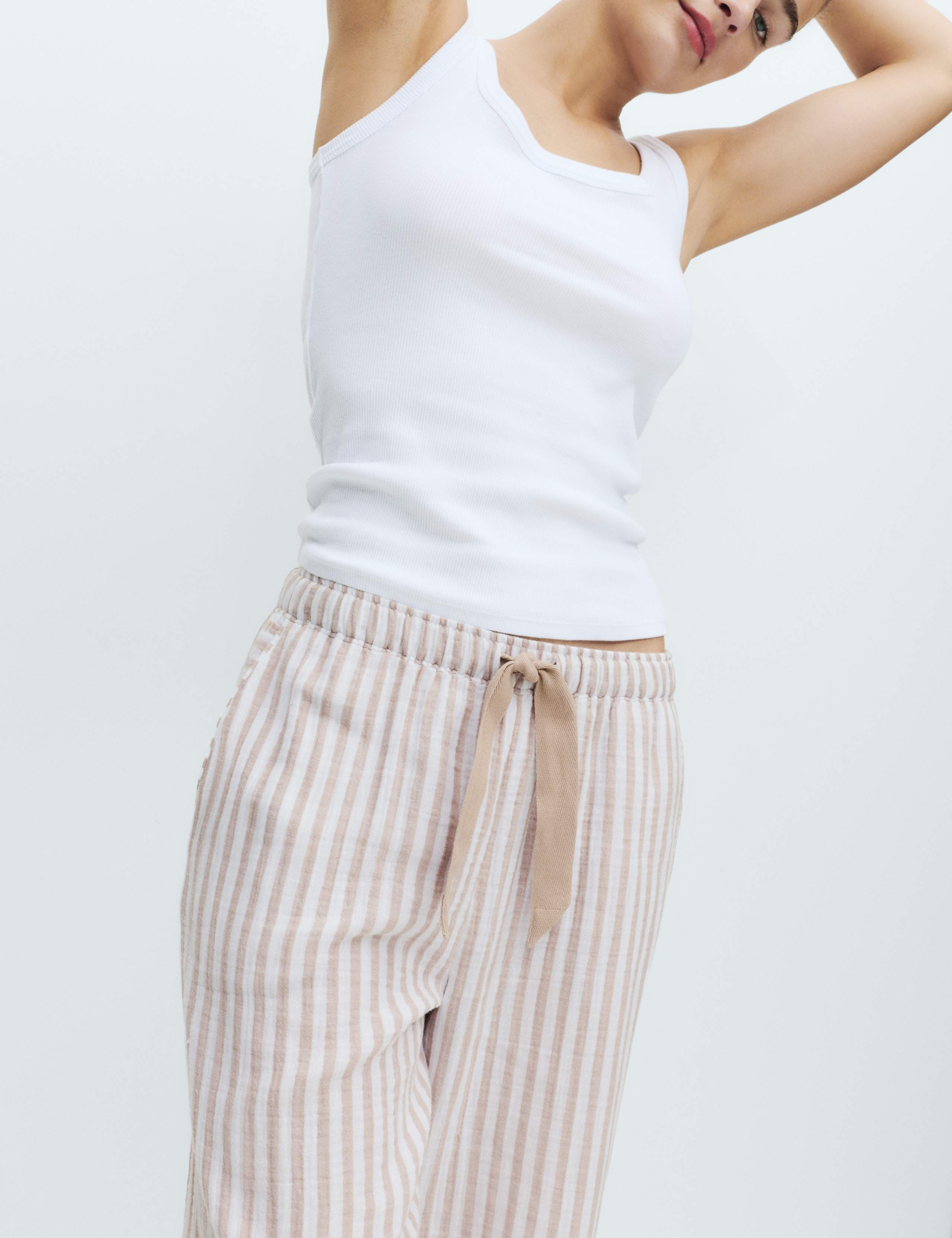 Pure Cotton Muslin Striped Pyjama Bottoms 3 of 5