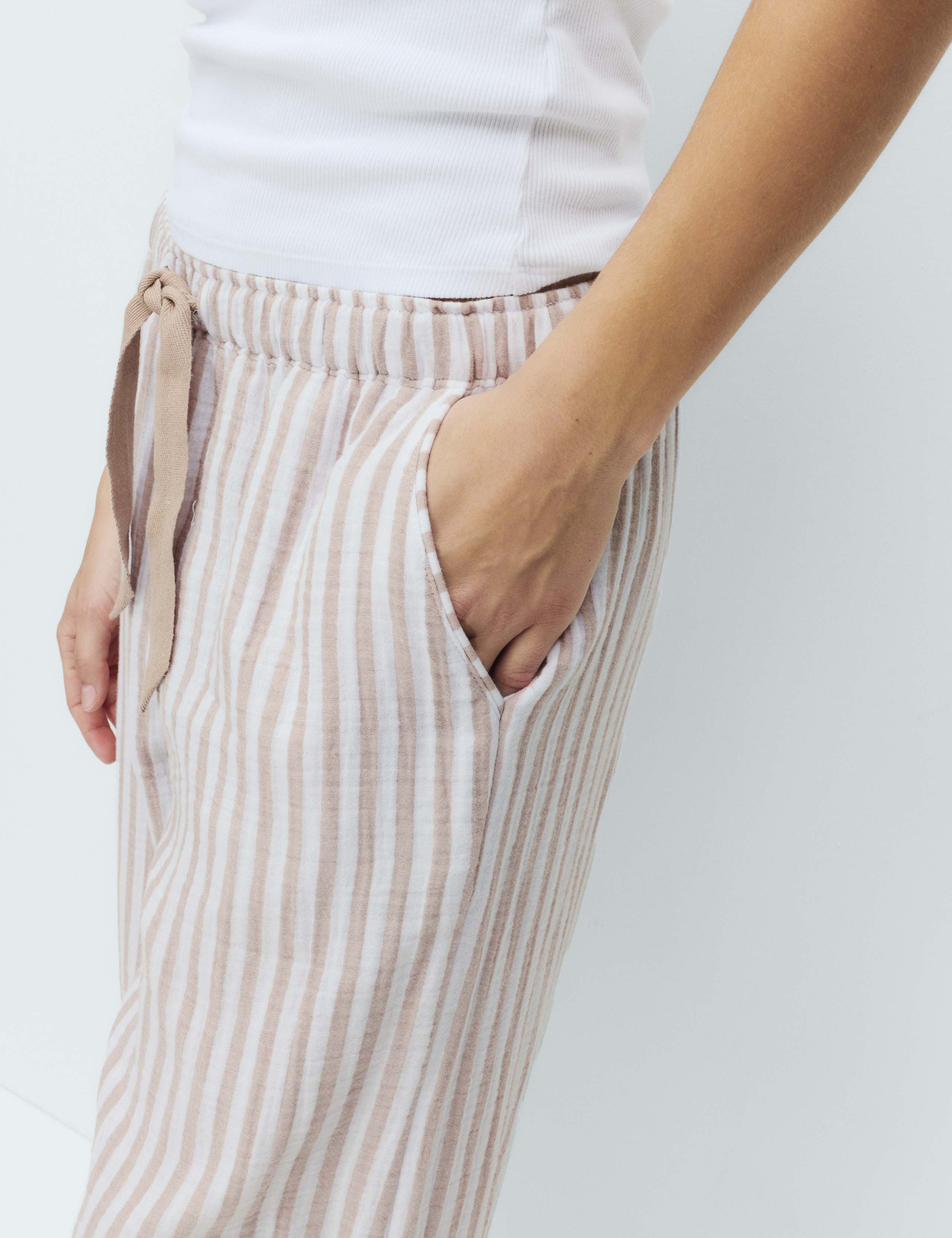 Pure Cotton Muslin Striped Pyjama Bottoms 5 of 5