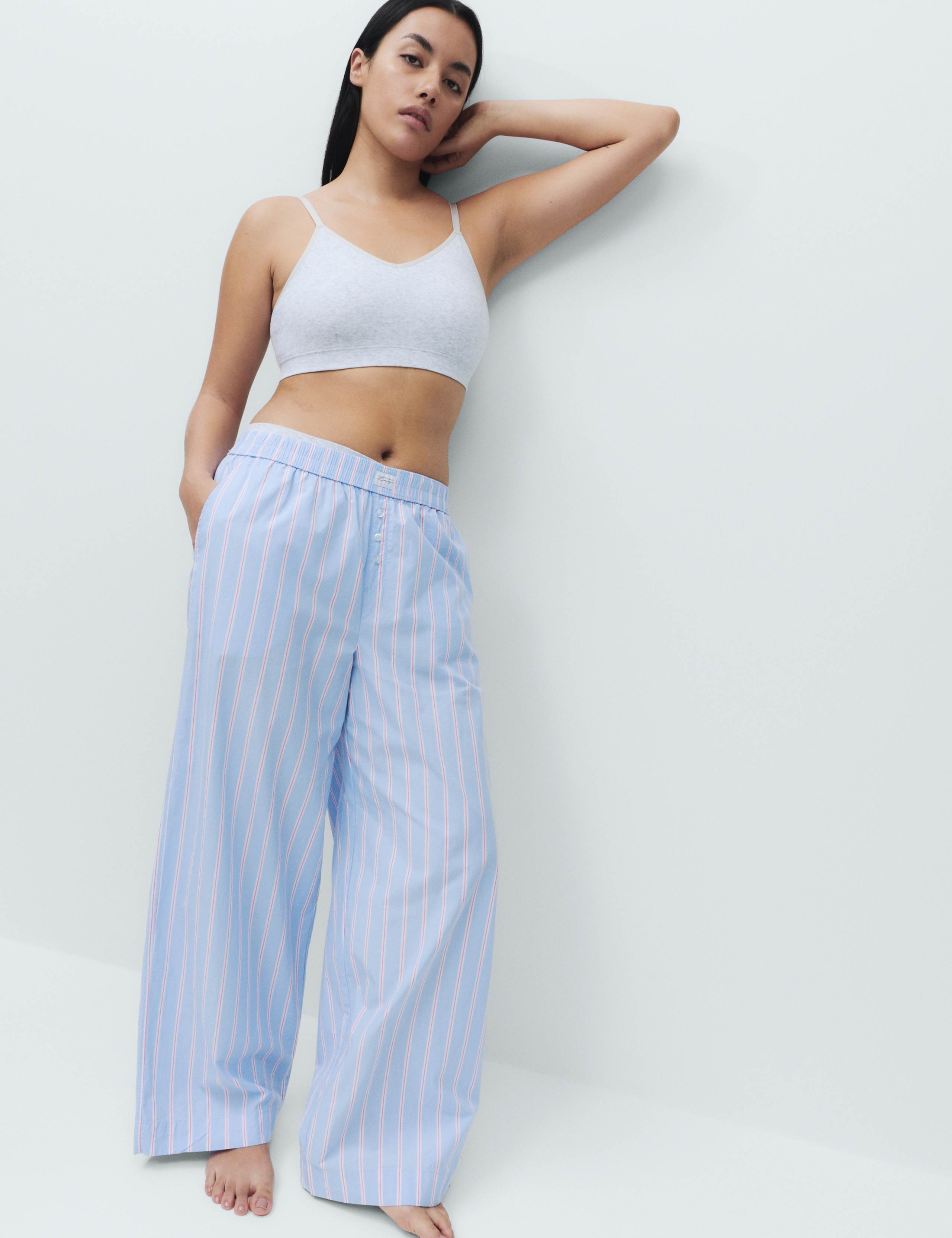 Pure Cotton Striped Wide Leg Pyjama Bottoms 4 of 5