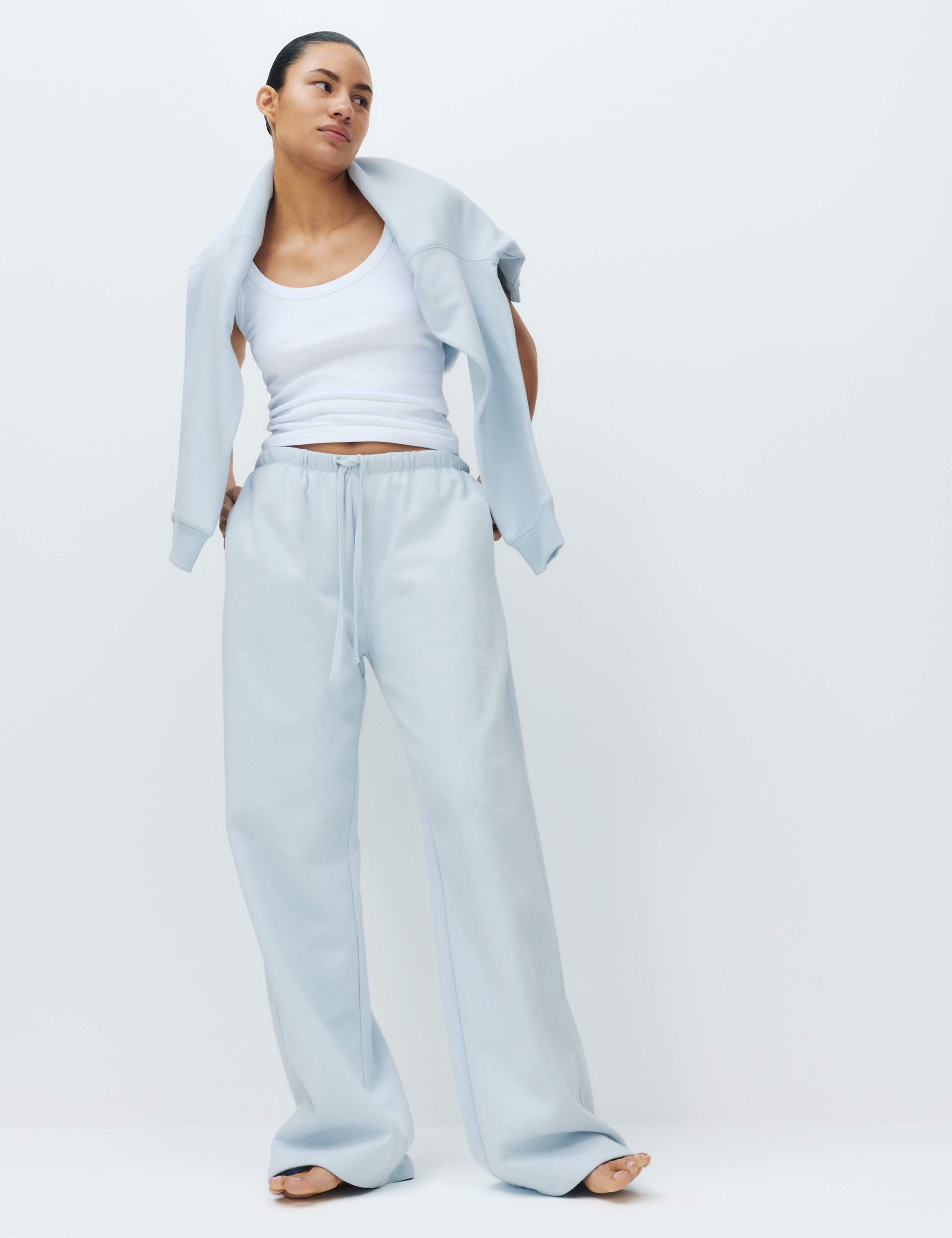 Cotton Rich Brushback Wide Leg Lounge Joggers 1 of 5