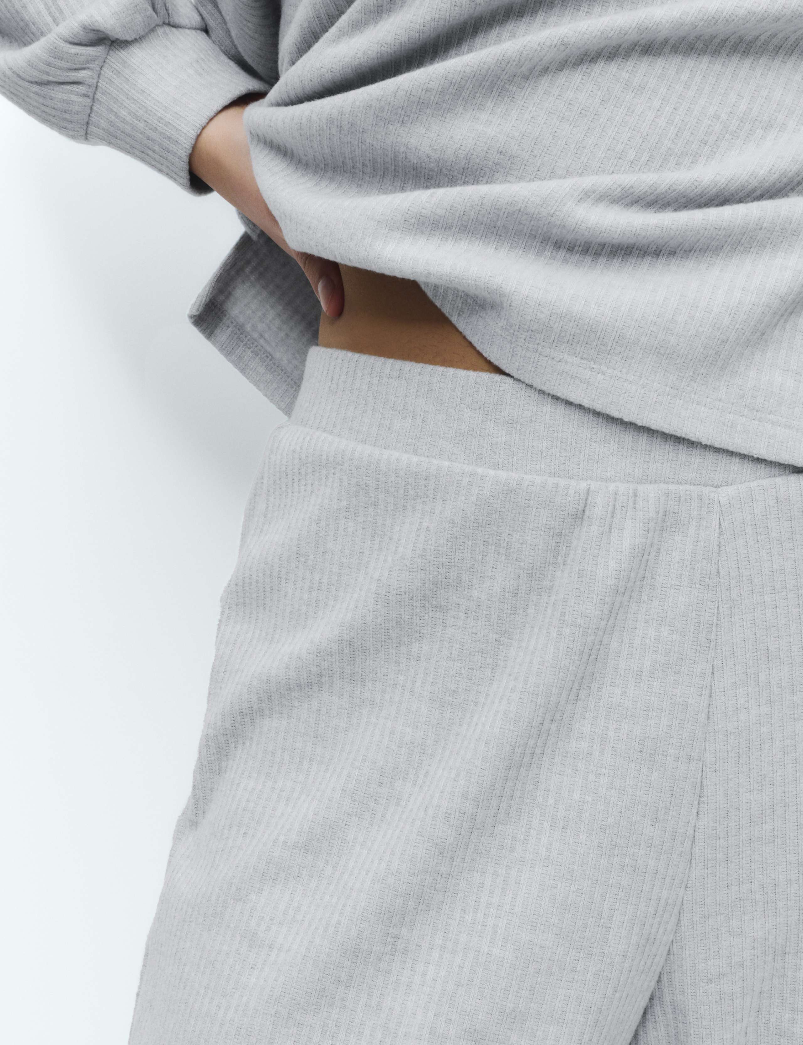 Cosy Knit Ribbed Wide Leg Lounge Joggers 3 of 4