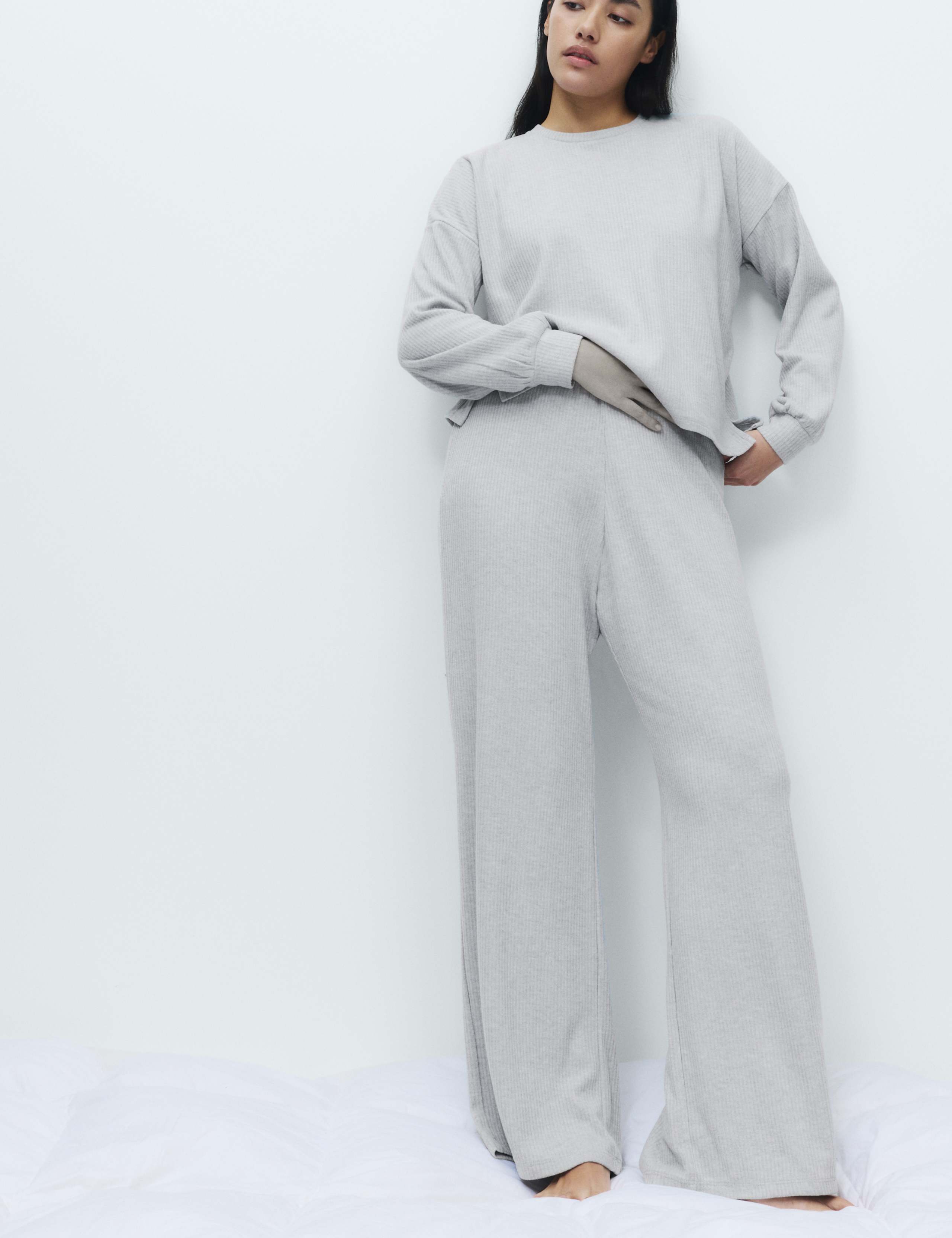 Cosy Knit Ribbed Wide Leg Lounge Joggers 4 of 4
