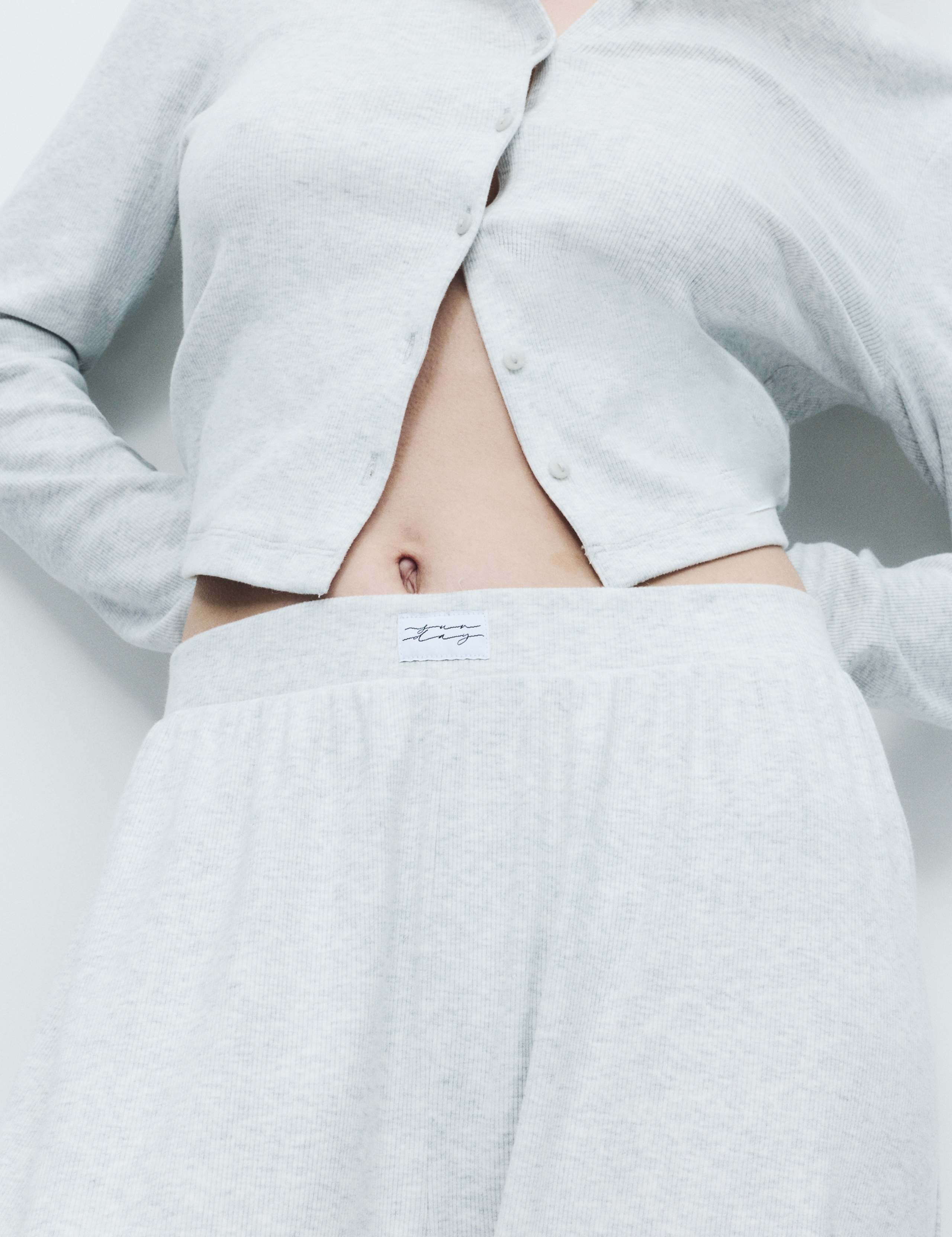 Cotton Rich Ribbed Wide Leg Pyjama Bottoms 3 of 5