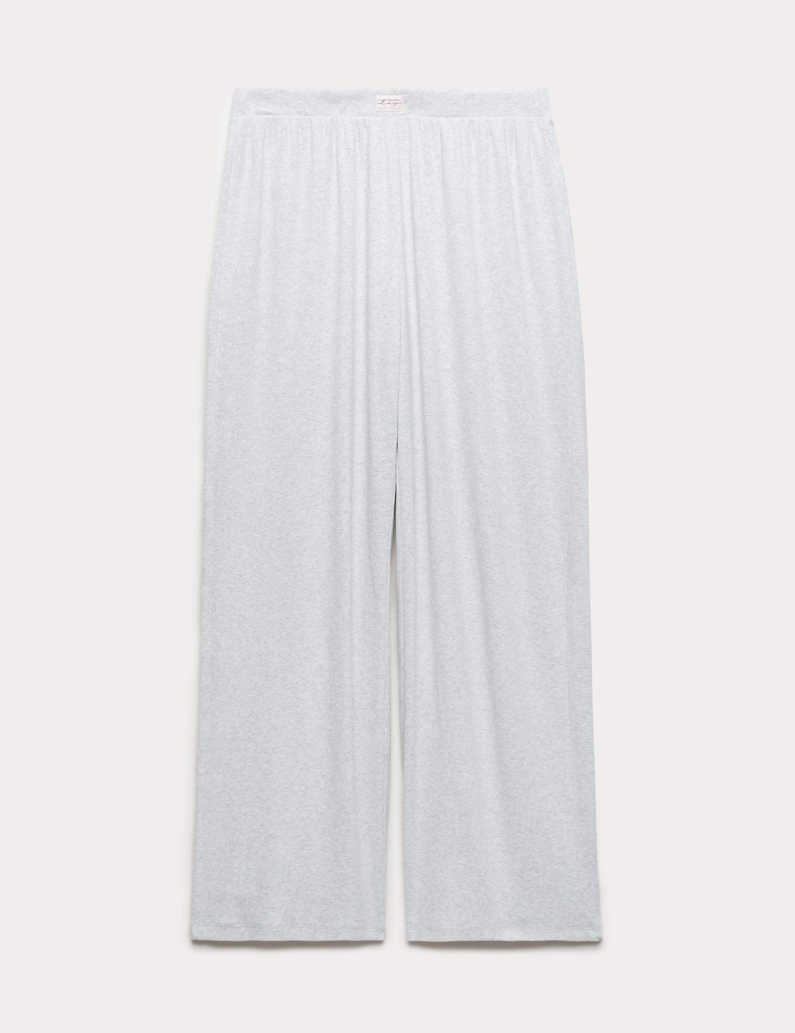 Cotton Rich Ribbed Wide Leg Pyjama Bottoms 2 of 5