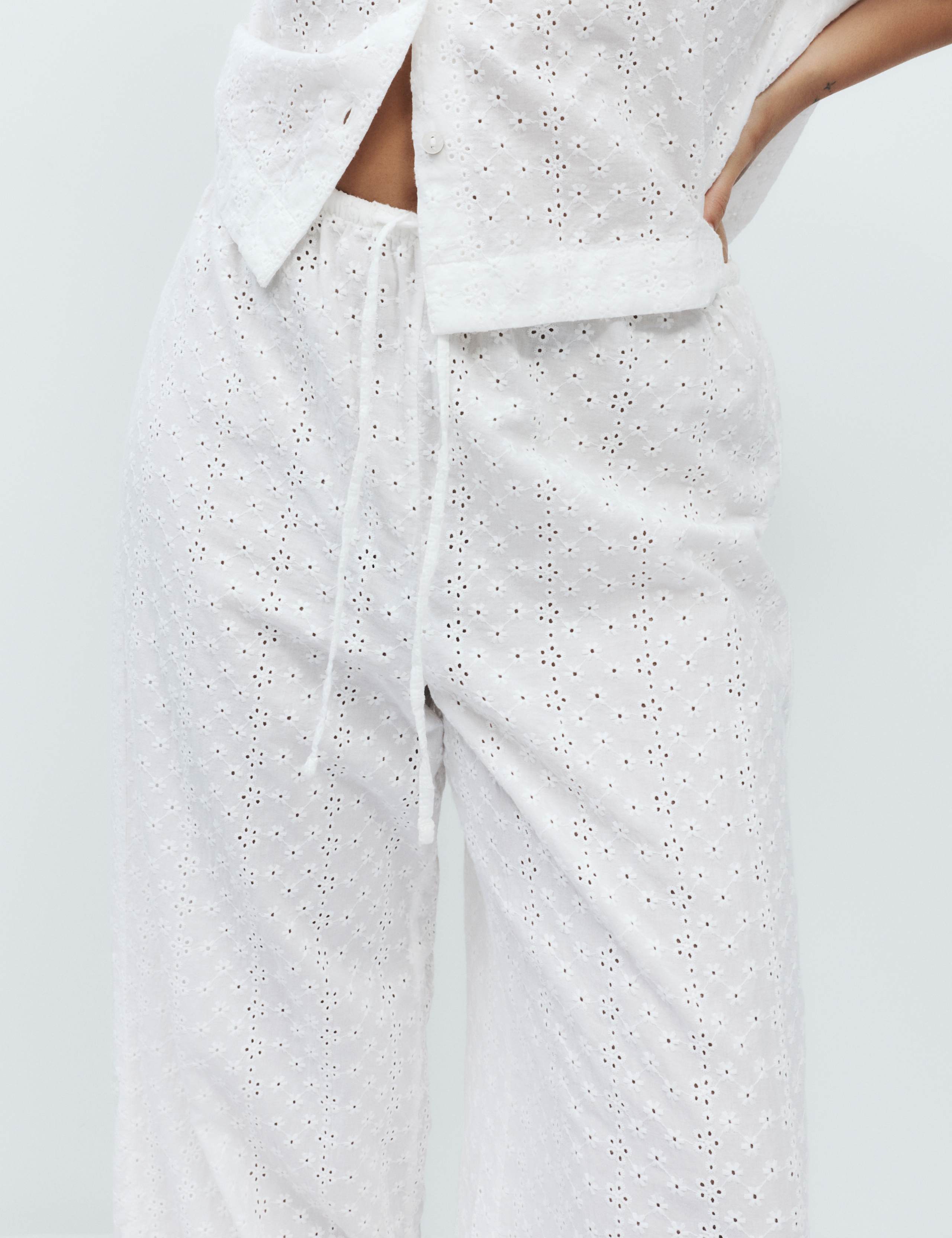 Pure Cotton Broderie Pyjama Bottoms 5 of 6