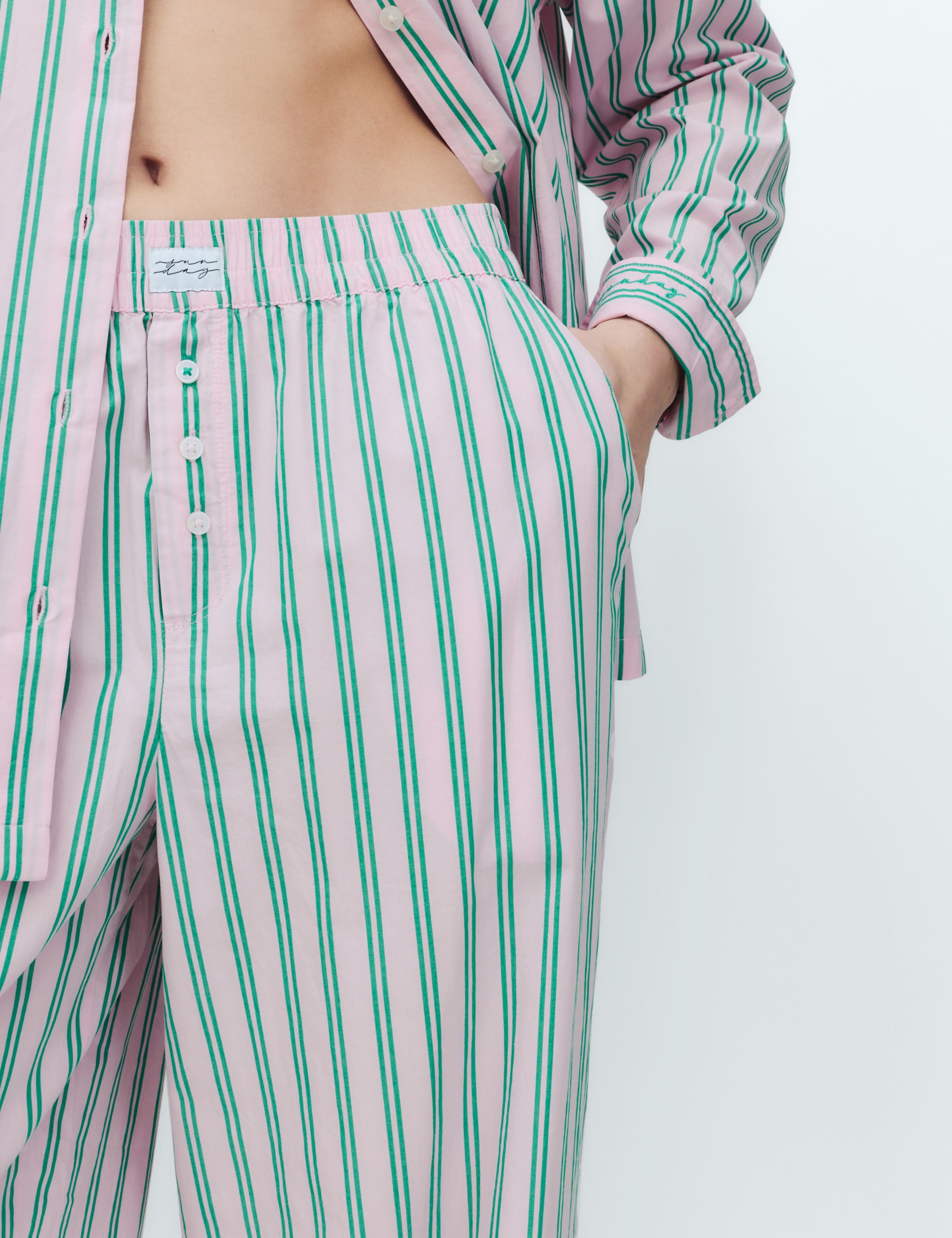 Poplin Striped Wide Leg Pyjama Bottoms 2 of 4