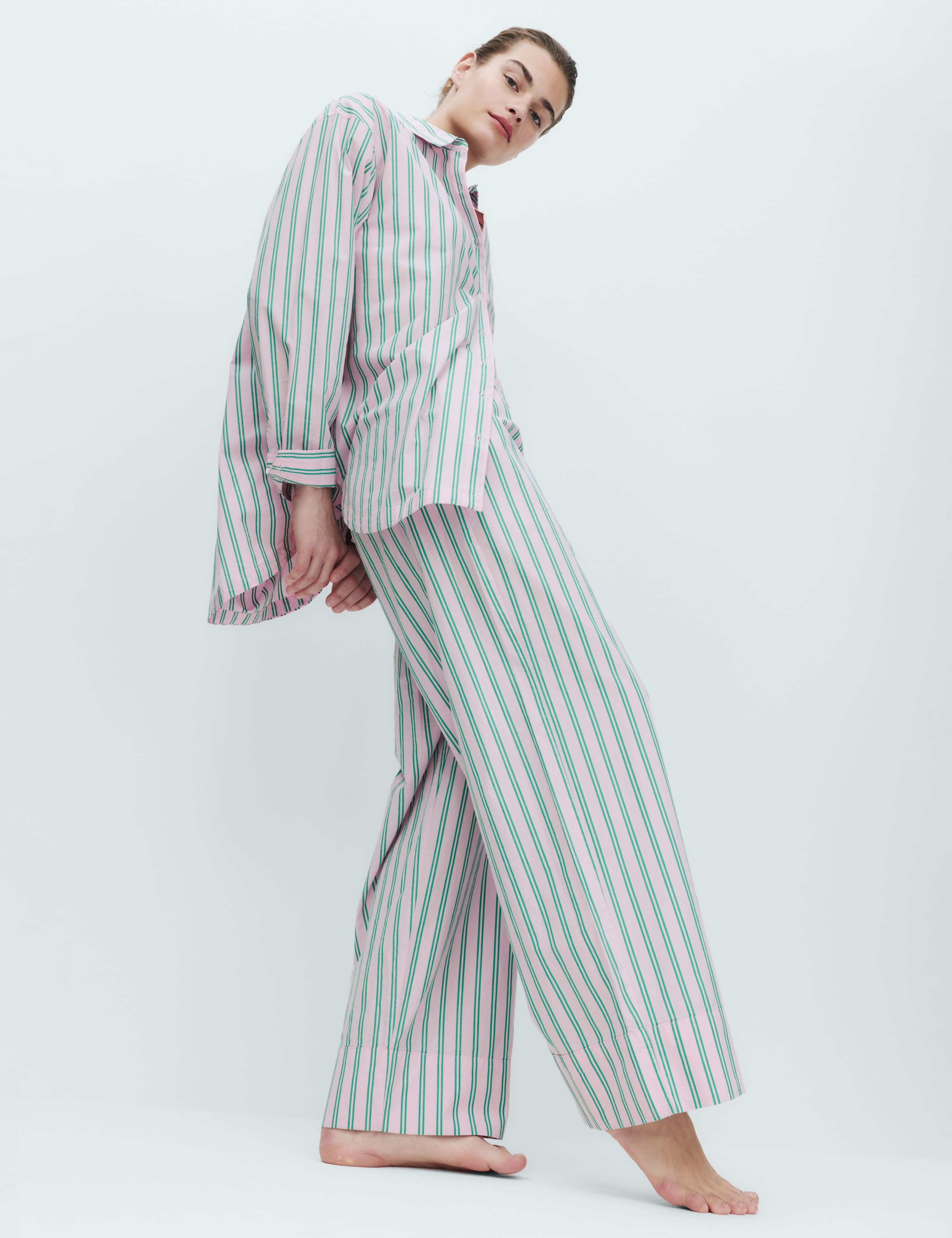 Poplin Striped Wide Leg Pyjama Bottoms 4 of 4