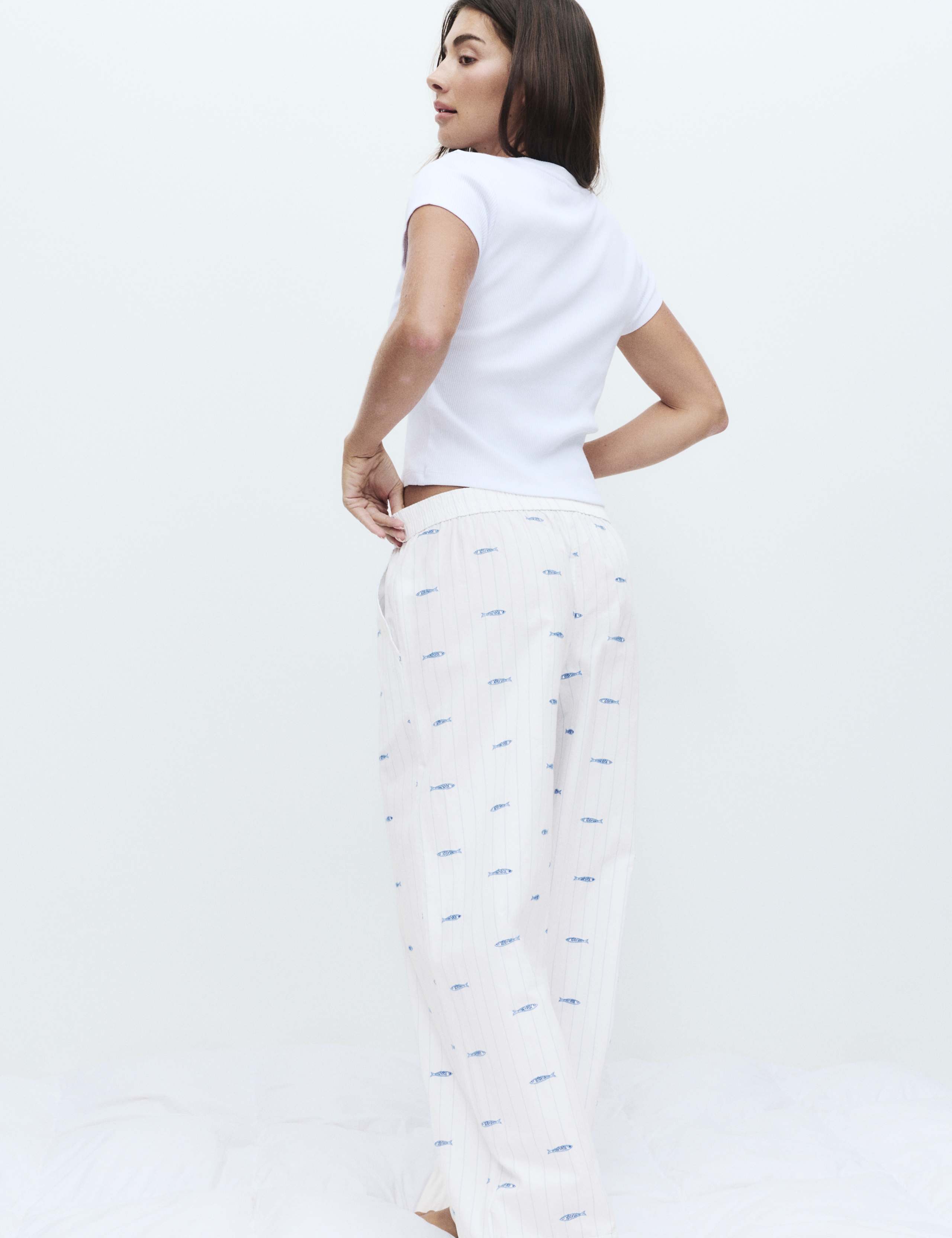 Pure Cotton Poplin Embroidered Pyjama Bottoms 4 of 5